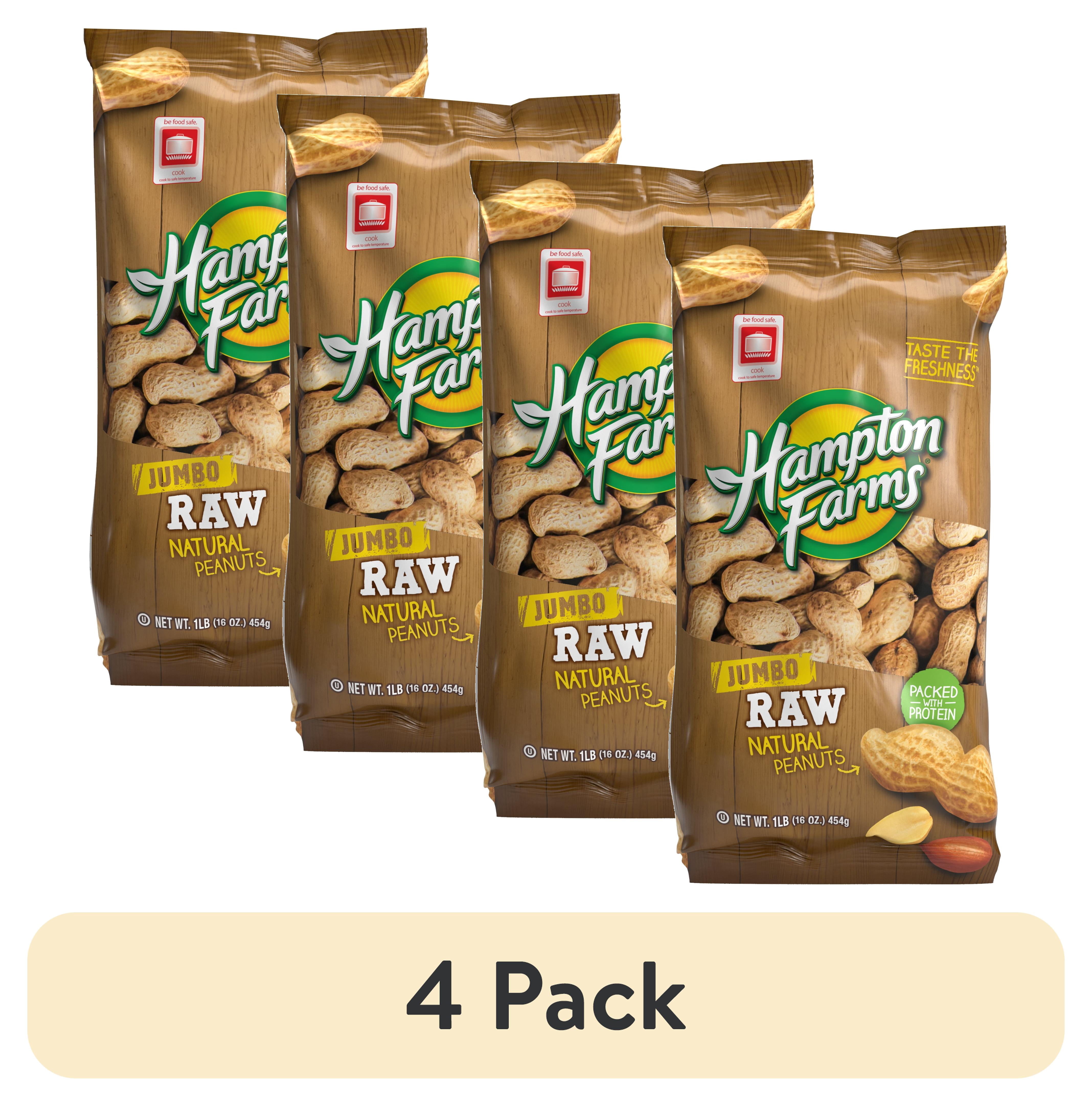 (4 pack) Hampton Farms Raw In-Shell Peanut Bag, 16 oz