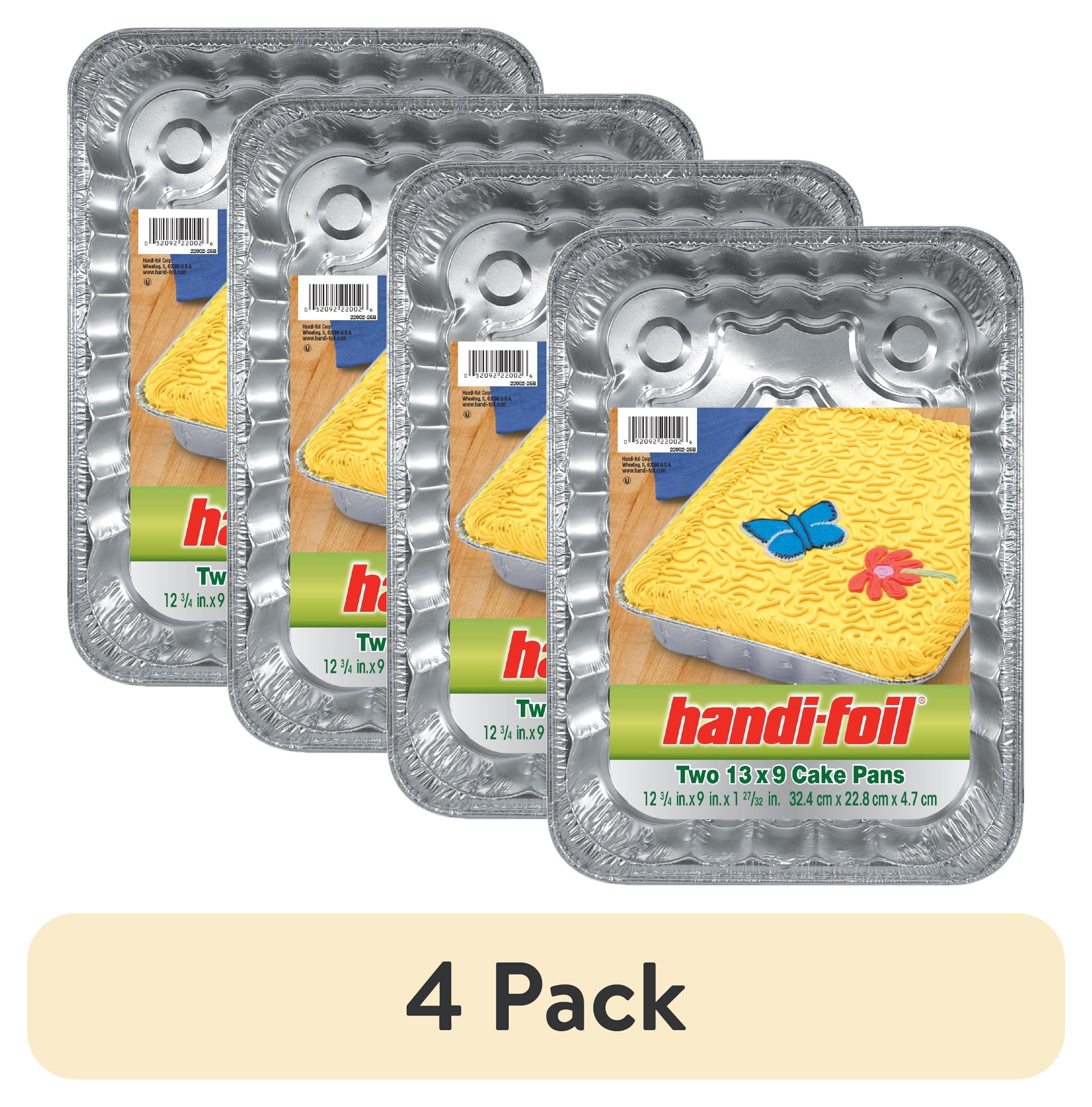 (4 pack) Handi-Foil Aluminum Rectangular Cake Pans, 13 x 9 Inch, 2 Count