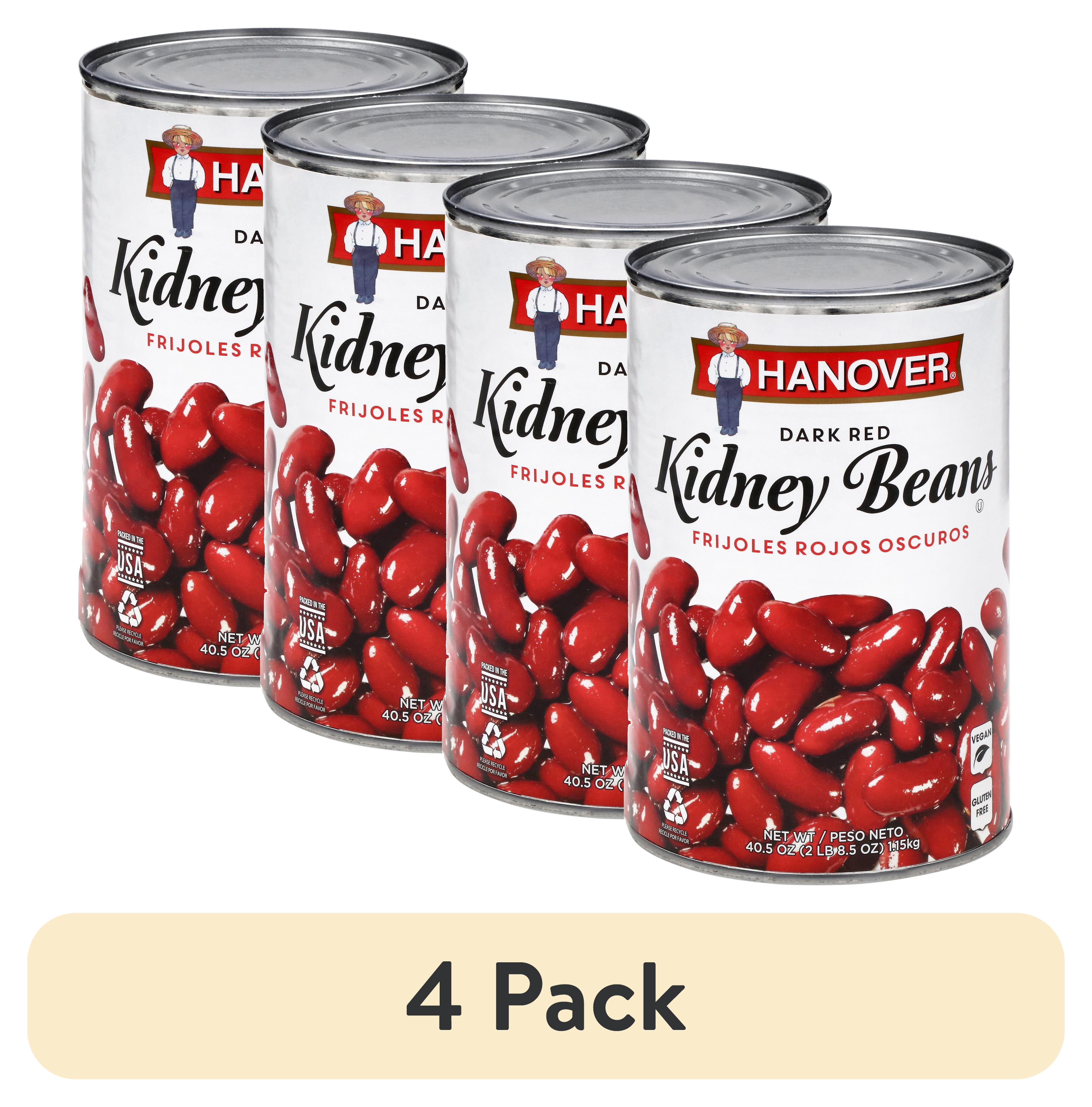 (4 pack) Hanover Redskin Kidney Beans Dark Red, 40.5 oz Can – Family-Size Seasoned Beans for Chili, Rice, and Sides