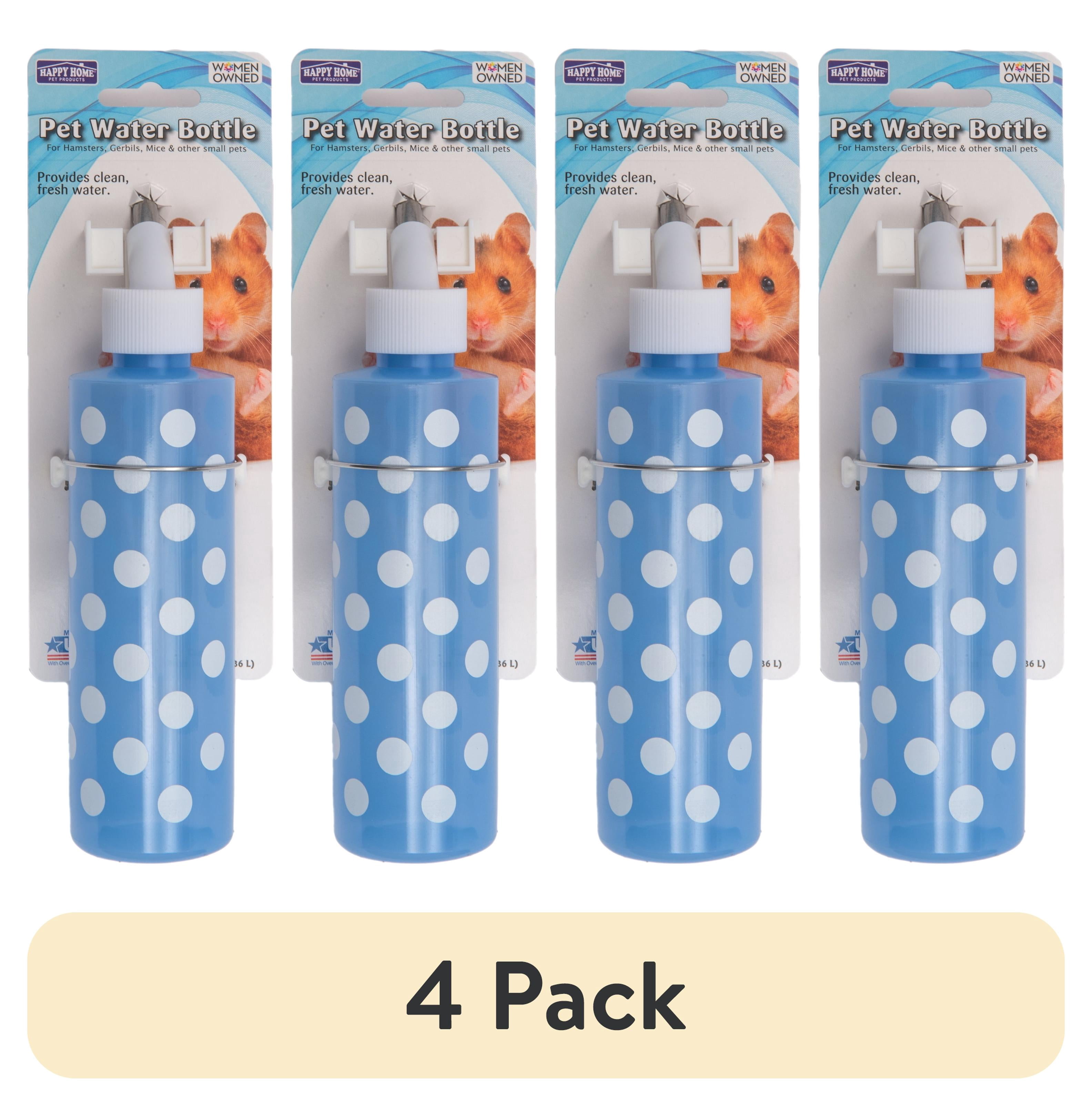 (4 pack) Happy Home Small Animal Vacuum Sealed Water Bottle, 8 oz