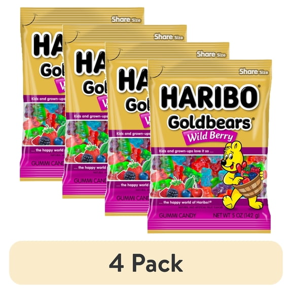 (4 pack) Haribo Goldbears Wild Berry Gummi Candy Share Size 5 oz