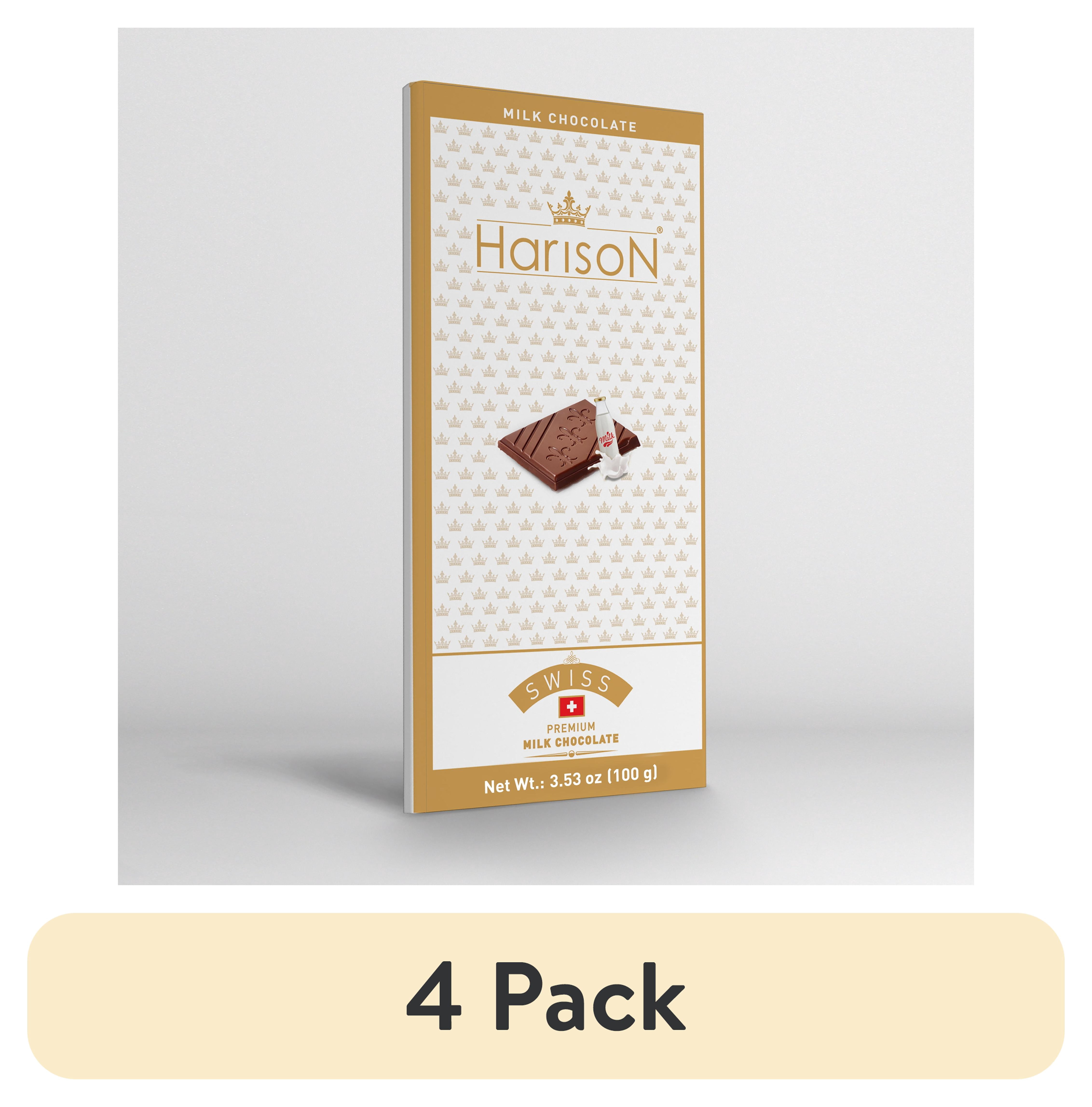 (4 pack) Harison Milk Chocolate Bar 3.5oz- Premium Swiss Chocolate