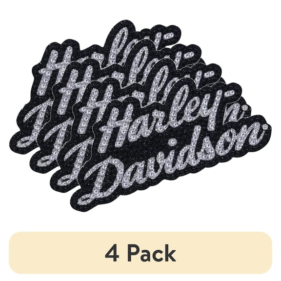 (4 pack) Harley-Davidson Bling H-D Script Vinyl Decal - Black/Silver - 6 x 8 in., Harley Davidson