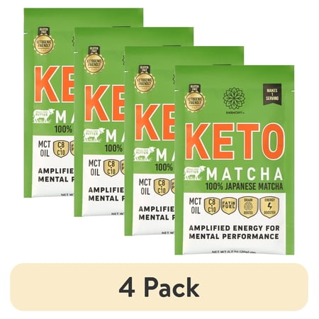 (4 pack) Harmony Keto Matcha Japanese Green Tea Mix, 0.7oz Packet