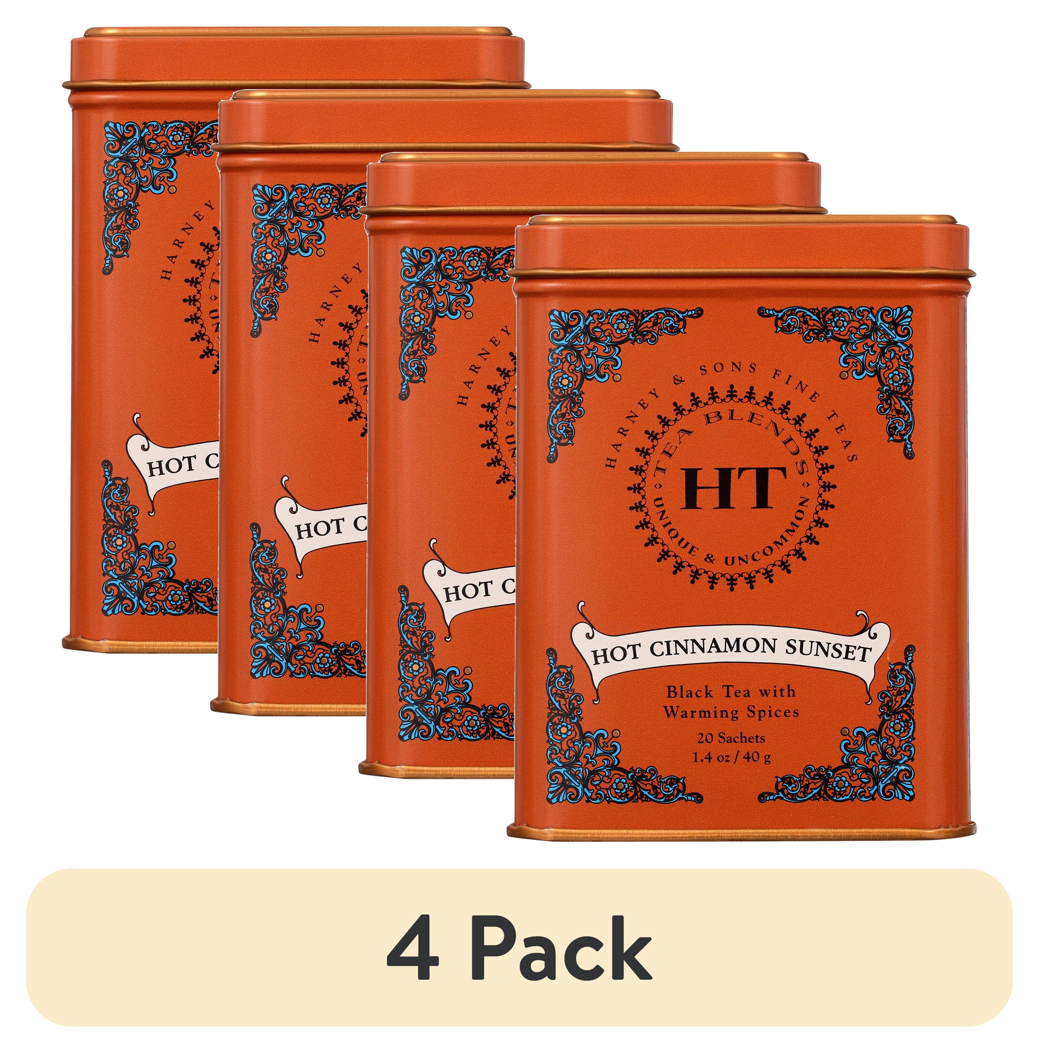 4 pack) Harney & Sons Black Tea Bags, Hot Cinnamon Sunset, 20 Ct