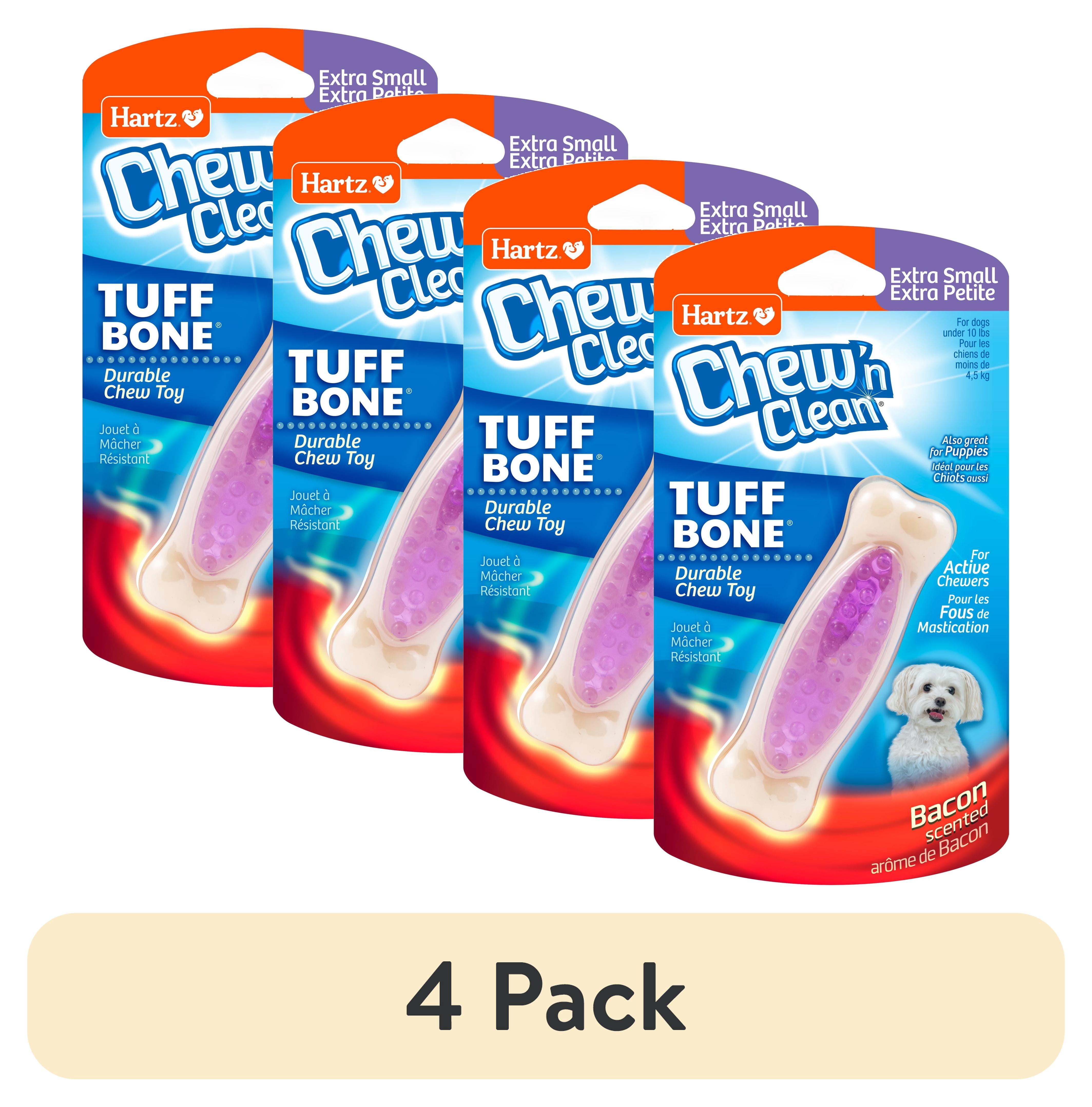 (4 pack) Hartz Chew n Clean Tuff Bone Extra Small Durable Bacon Scented Chew Toy, Nylon, 1 Count