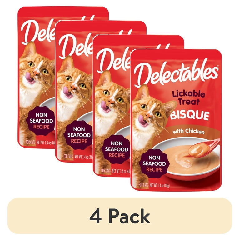 4 pack) Hartz Delectables Bisque Non-Seafood Lickable Wet Cat