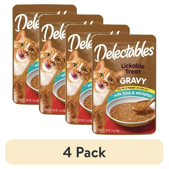 Hartz Delectables Gravy Lickable Wet Cat Treats, Tuna & Whitefish, 1.4 oz, Single