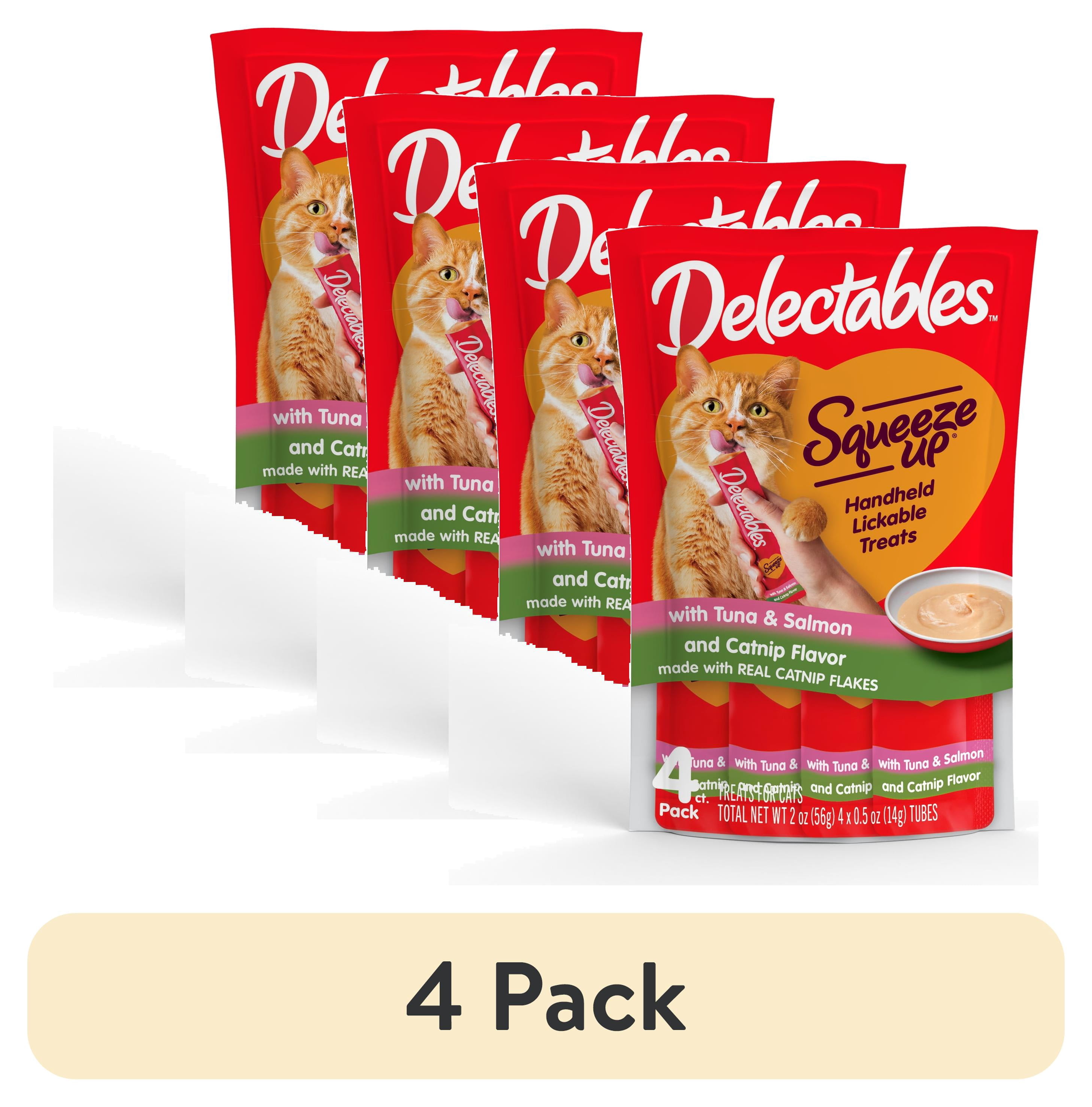 (4 pack) Hartz Delectables Squeeze Up Tuna & Salmon with Catnip Flavored Lickable Cat Treat, 4ct