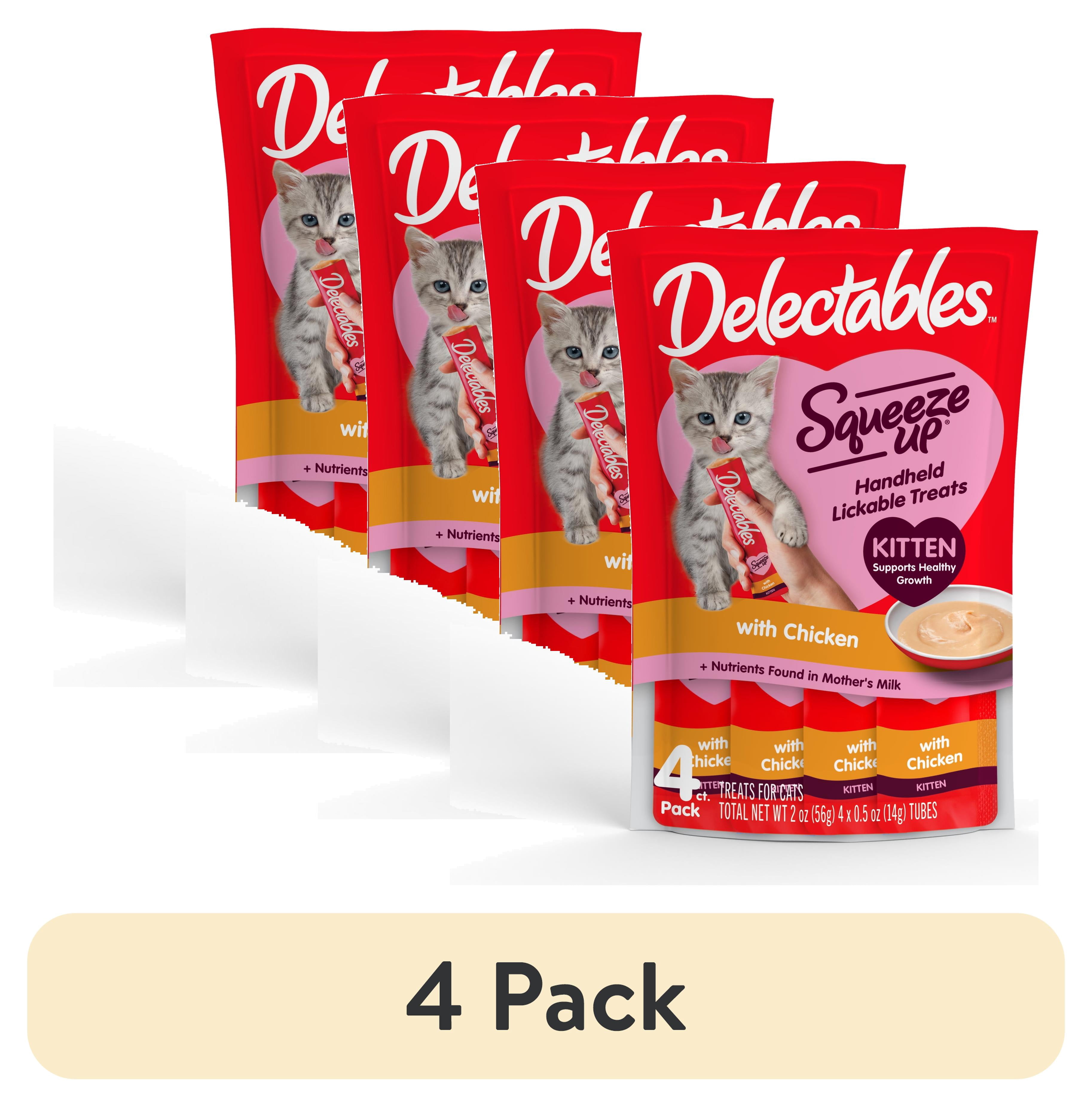 (4 pack) Hartz Delectables Squeeze Up for Kittens, Complete & Balanced Lickable Wet Cat Treat, Chicken, 4ct