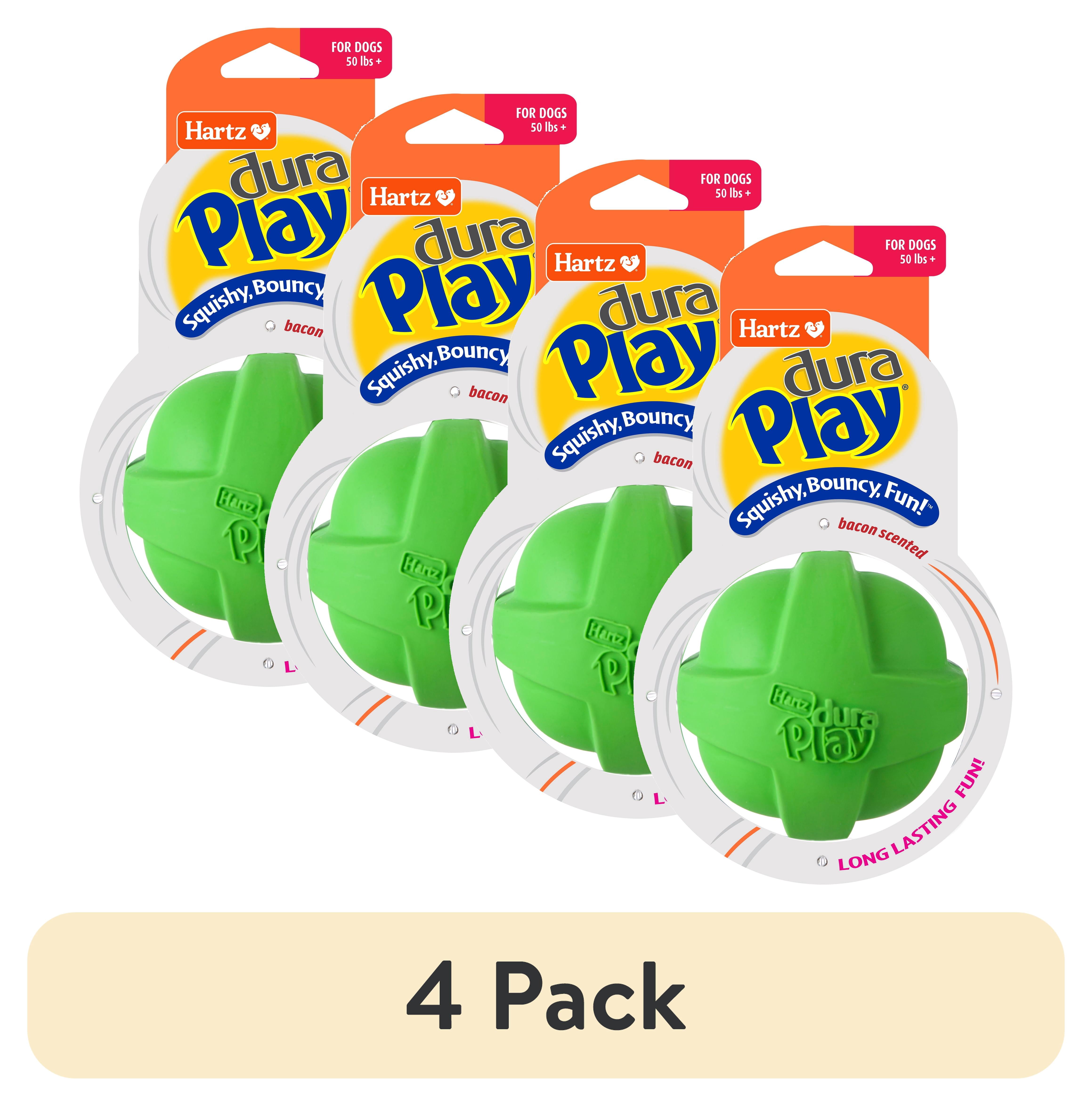 (4 pack) Hartz Dura Play Ball Dog Toy, Large, Color May Vary