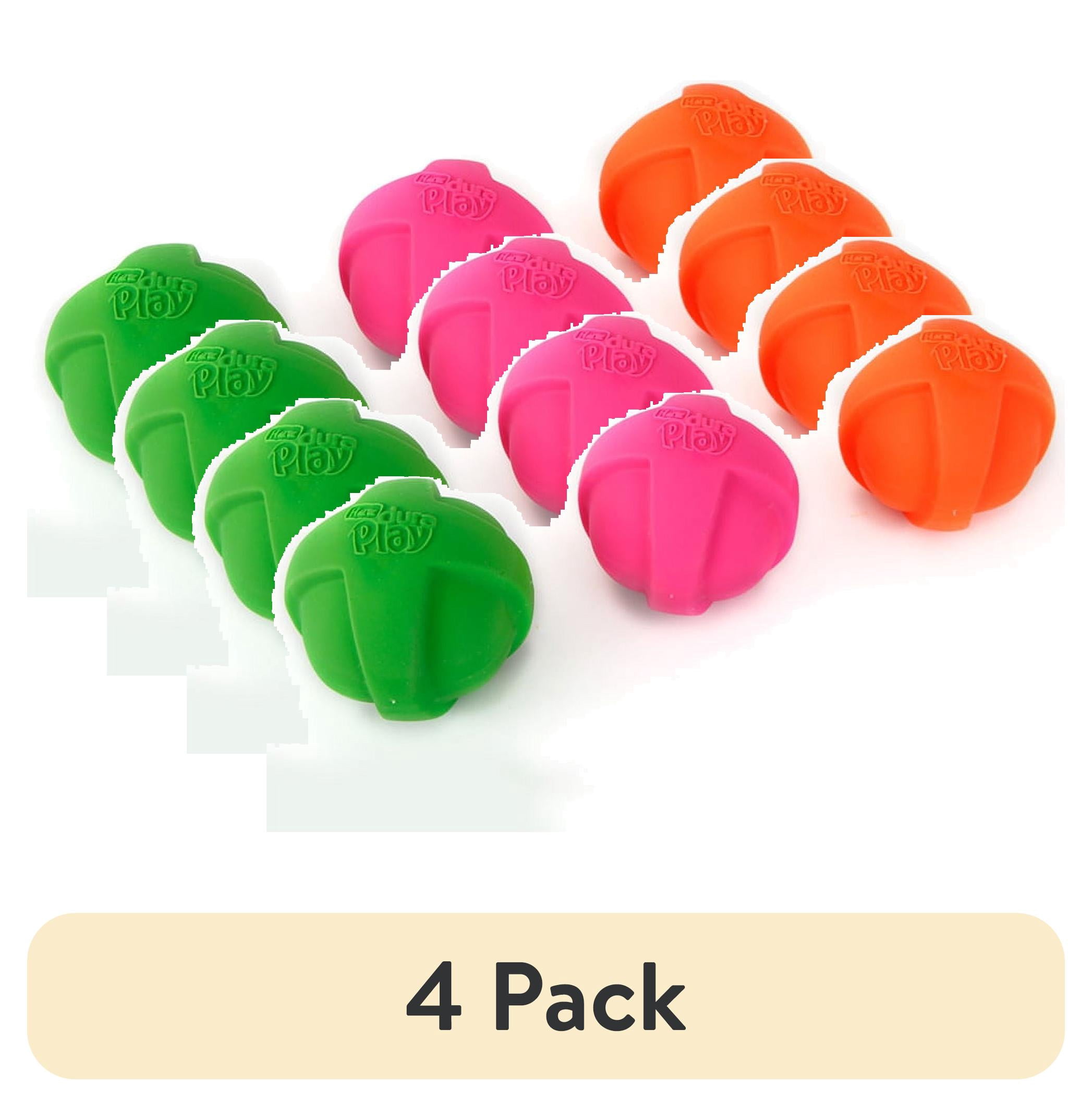 (4 pack) Hartz Dura Play Large Ball Dog Toy with Bacon Scent and Squeaker, Latex, 3 Pack