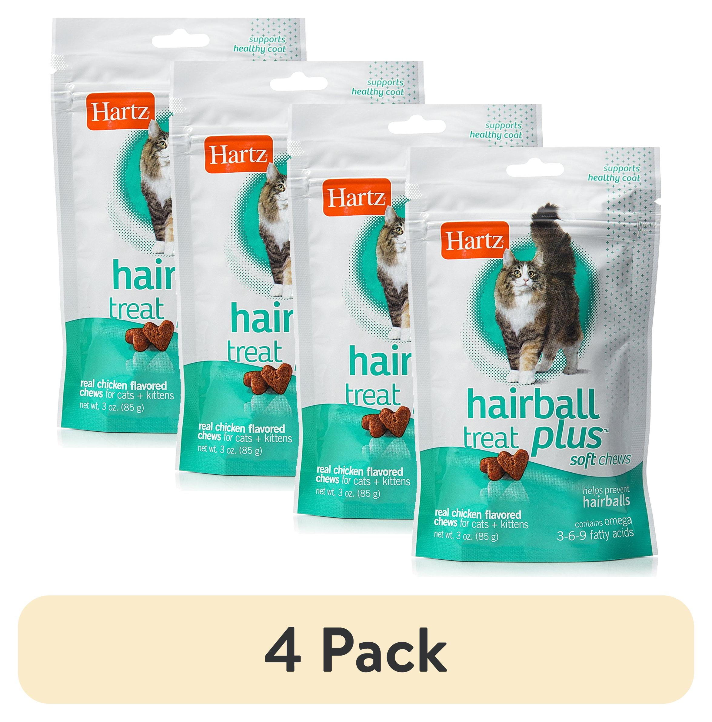 4 pack) Hartz Hairball Remedy Plus Soft Chews for Cats, 3oz