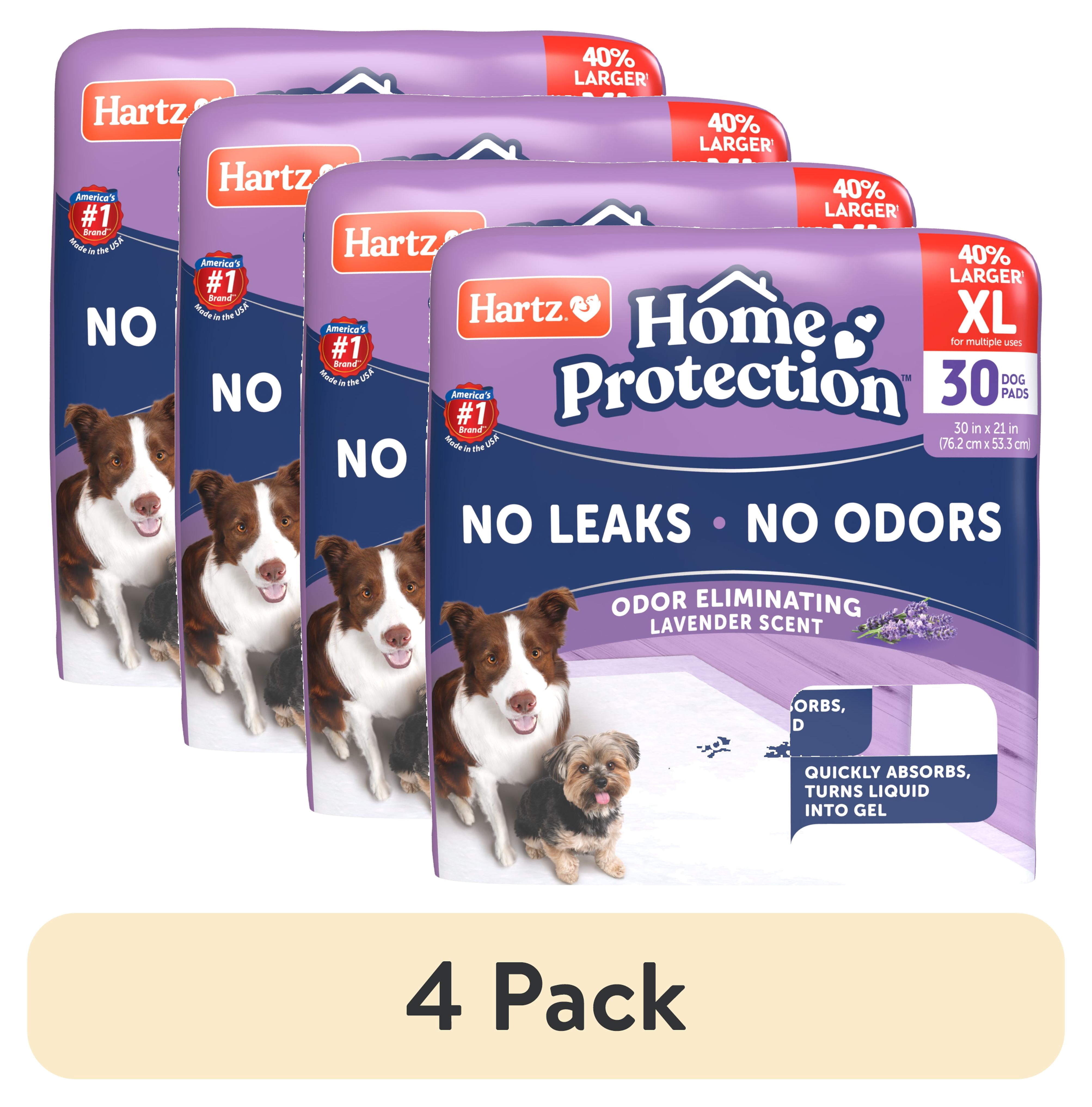 (4 pack) Hartz Home Protection Super Absorbent Odor Eliminating Lavender Scented No Leaks Dog Pads, XL, 30 in x 21 in, 30 Count