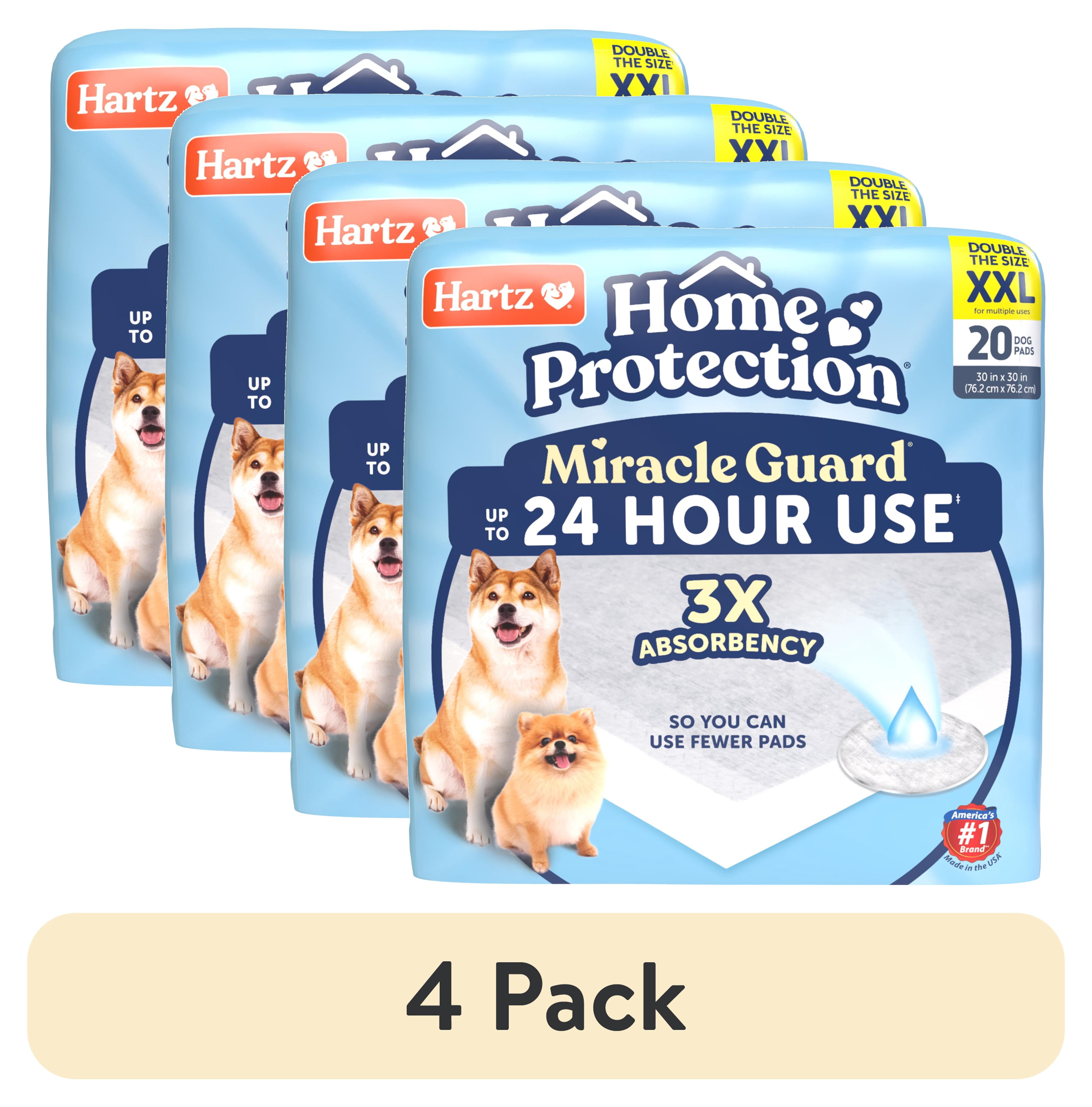 (4 pack) Hartz Miracle Guard Dog and Puppy Pads Max Absorbency 24 Hour Use Odor Eliminating No Leaks, XXL, 20 Count