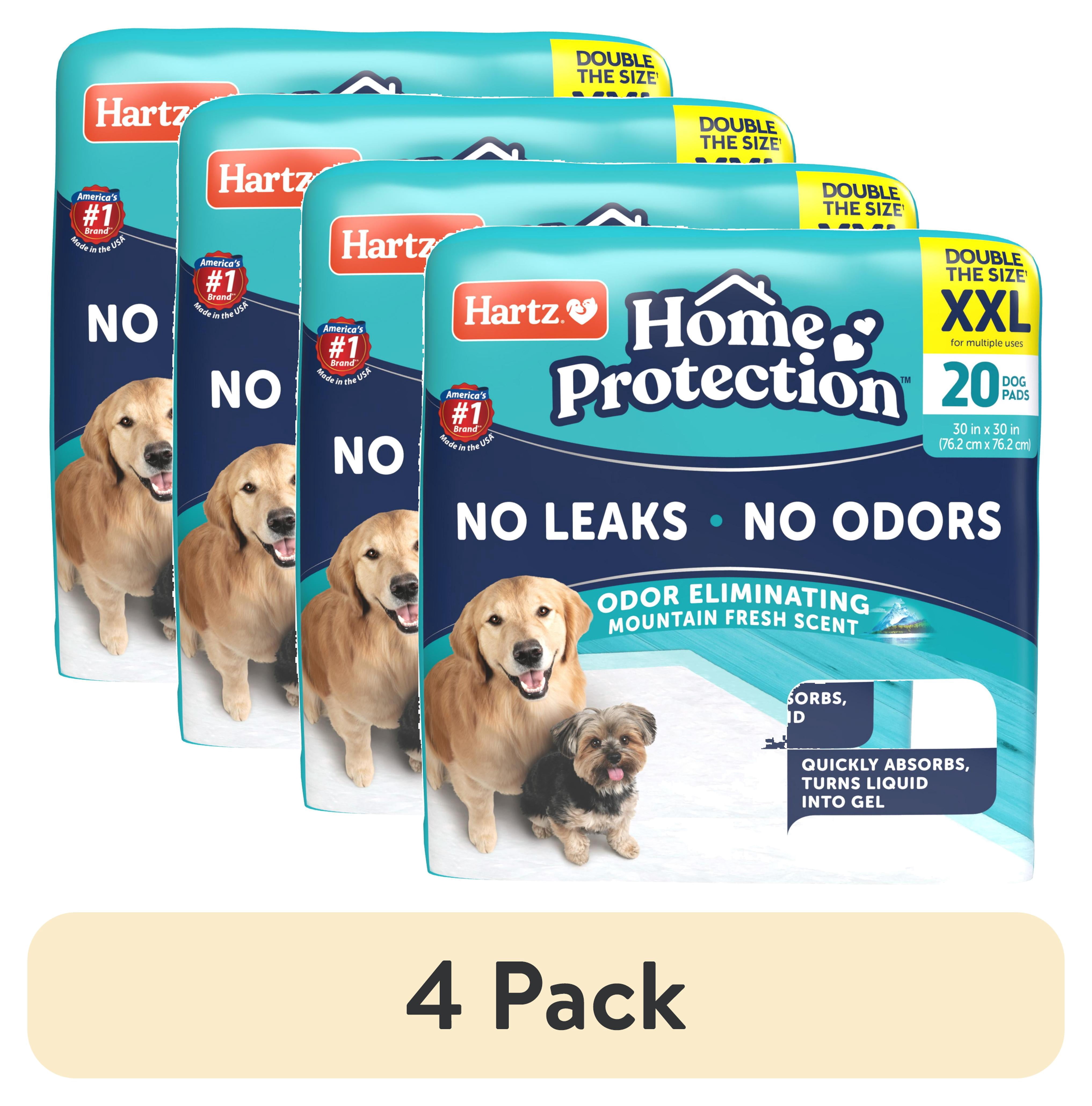 (4 pack) Hartz Home Protection Super Absorbent Odor Eliminating Mountain Fresh Scented No Leaks Dog Pads, 2XL, 30in x 30in, 20 Count