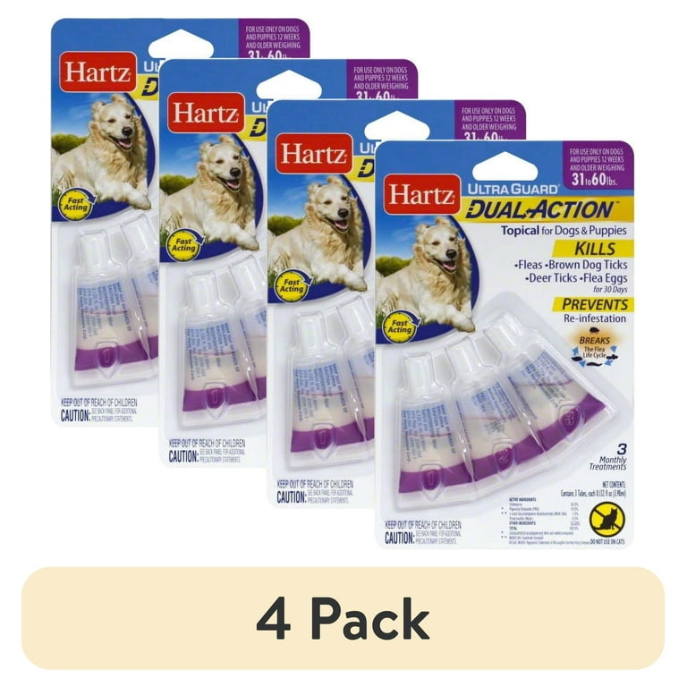 4 pack) Hartz UltraGuard Dual Action Flea and Tick Topical for