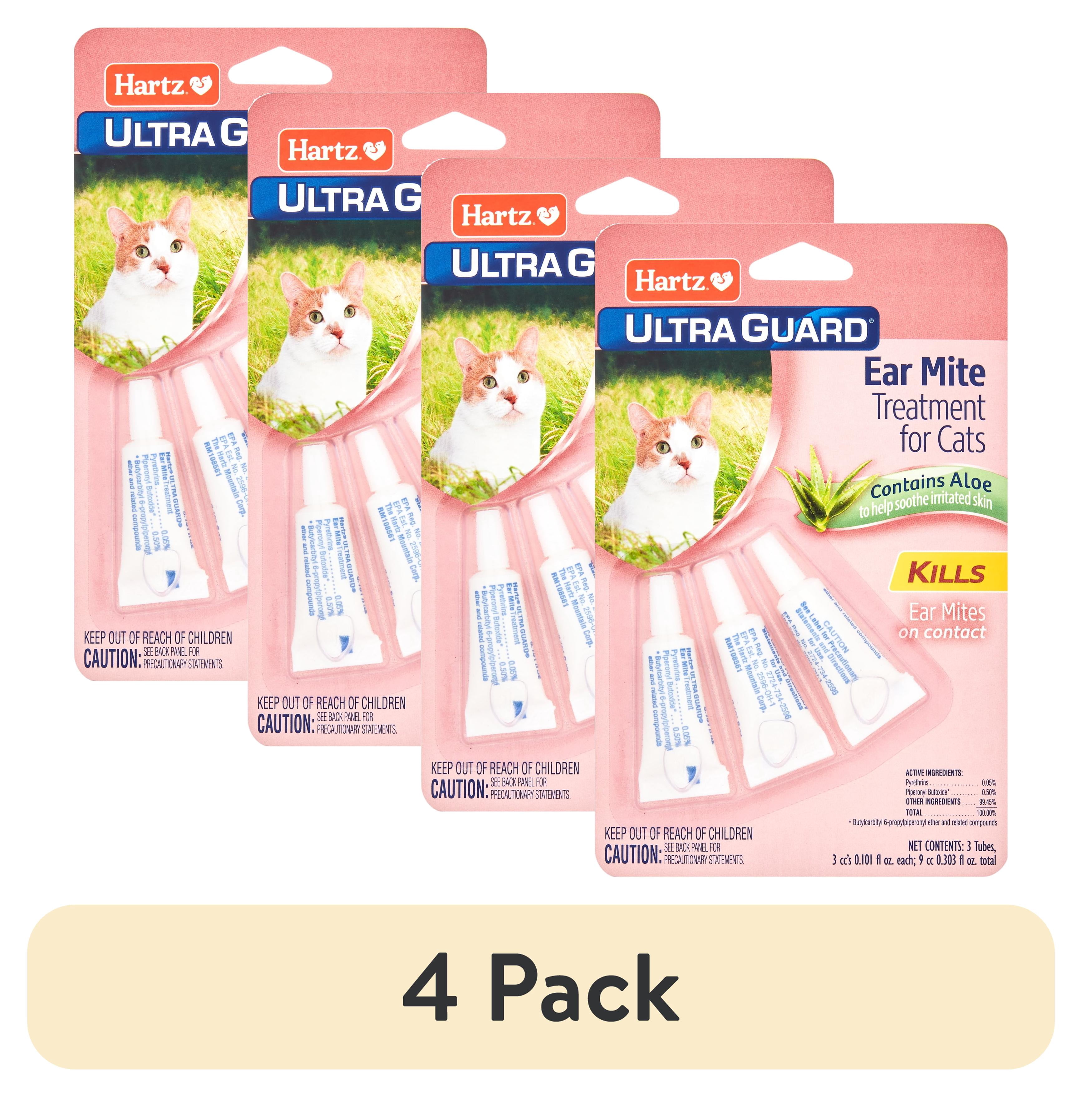 (4 pack) Hartz UltraGuard Ear Mite Treatment for Cats, 0.101oz