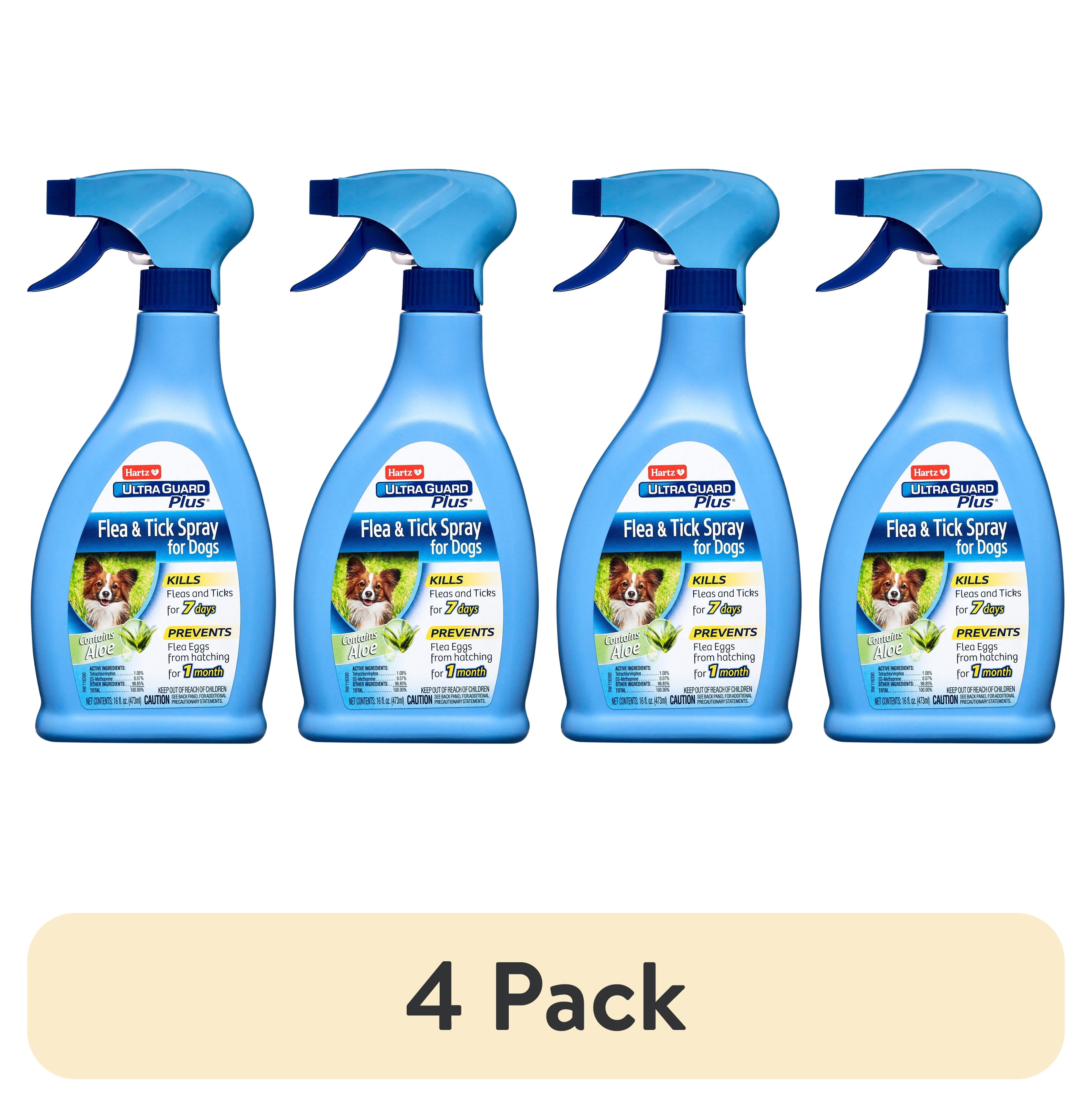 (4 pack) Hartz UltraGuard Plus Flea And Tick Spray With Aloe for Dogs, 16 oz.
