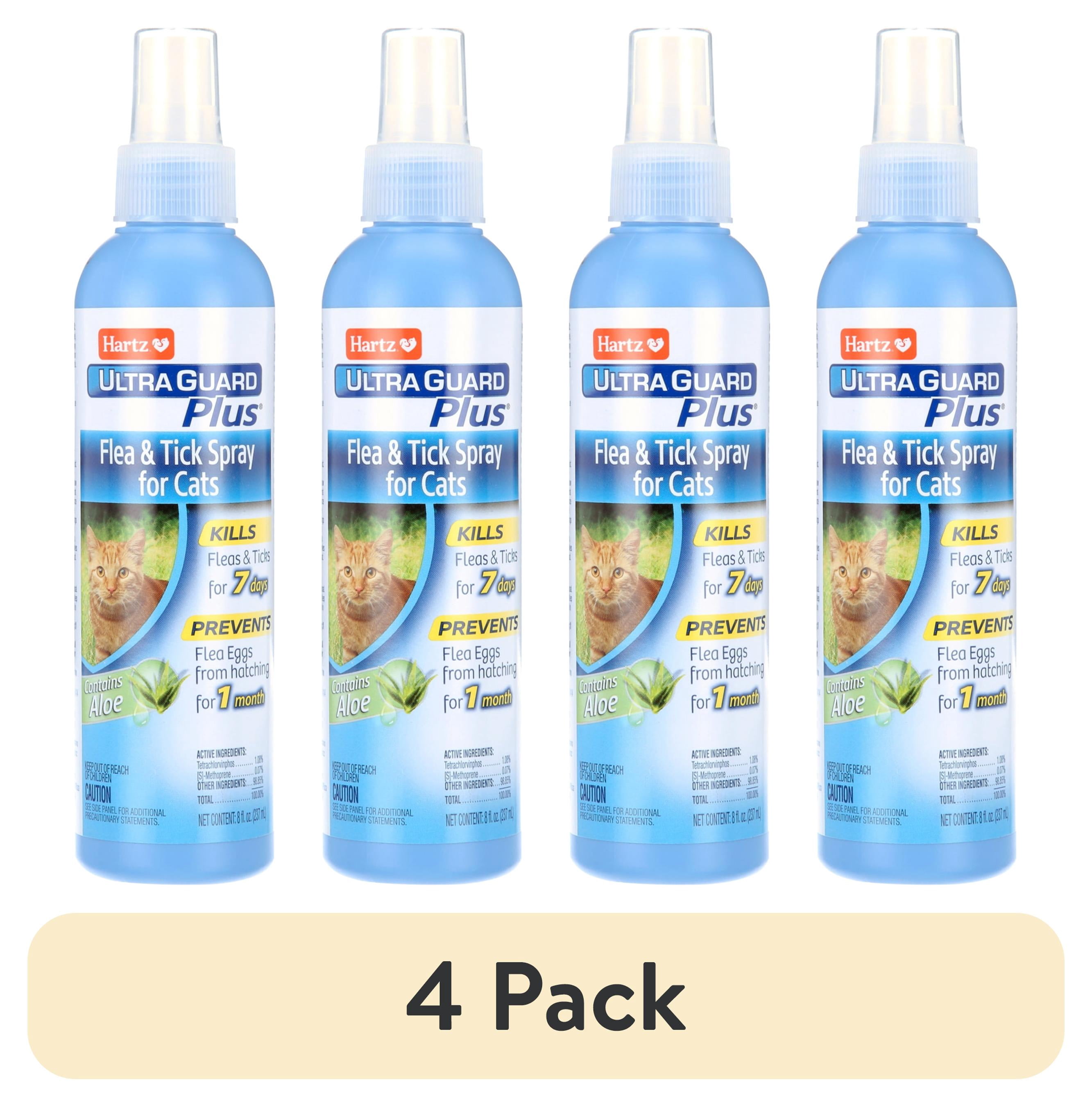 (4 pack) Hartz UltraGuard Plus Flea and Tick Spray for Cats, 8 oz.