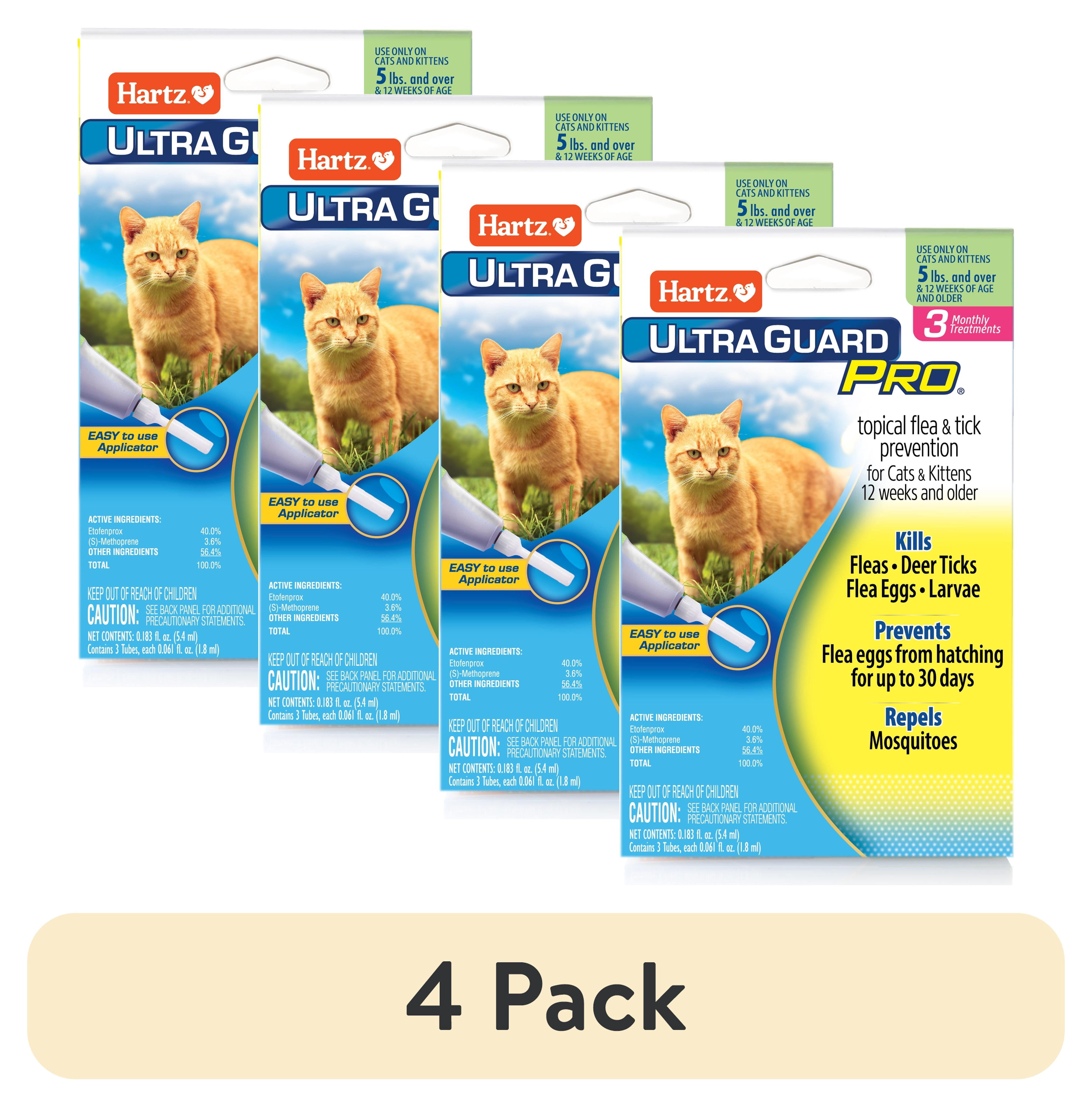 (4 pack) Hartz UltraGuard Pro Flea and Tick Cat Treatment, 3 Monthly Treatments