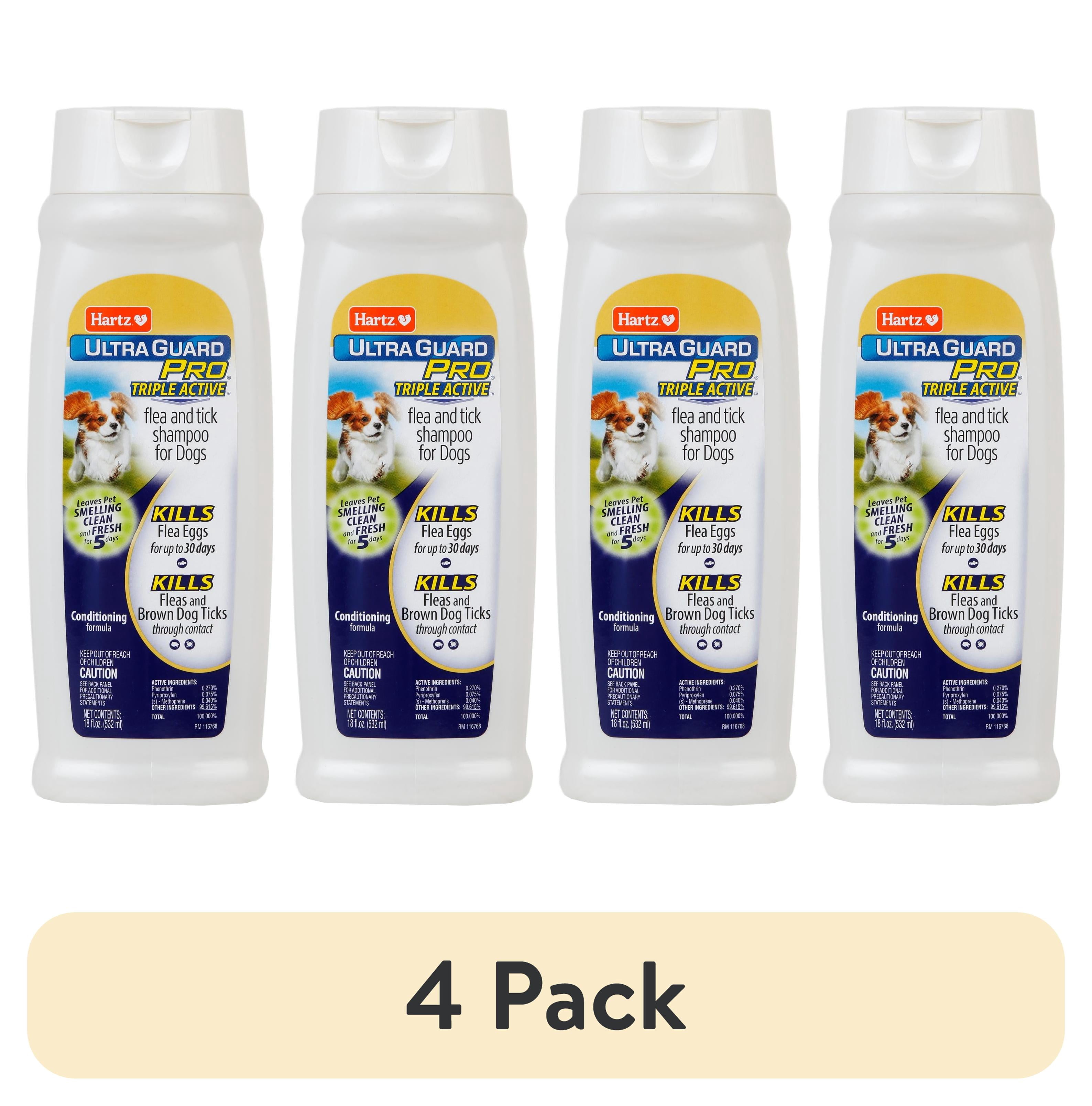 (4 pack) Hartz UltraGuard Pro Triple Active Flea & Tick Shampoo for Dogs, 18 oz