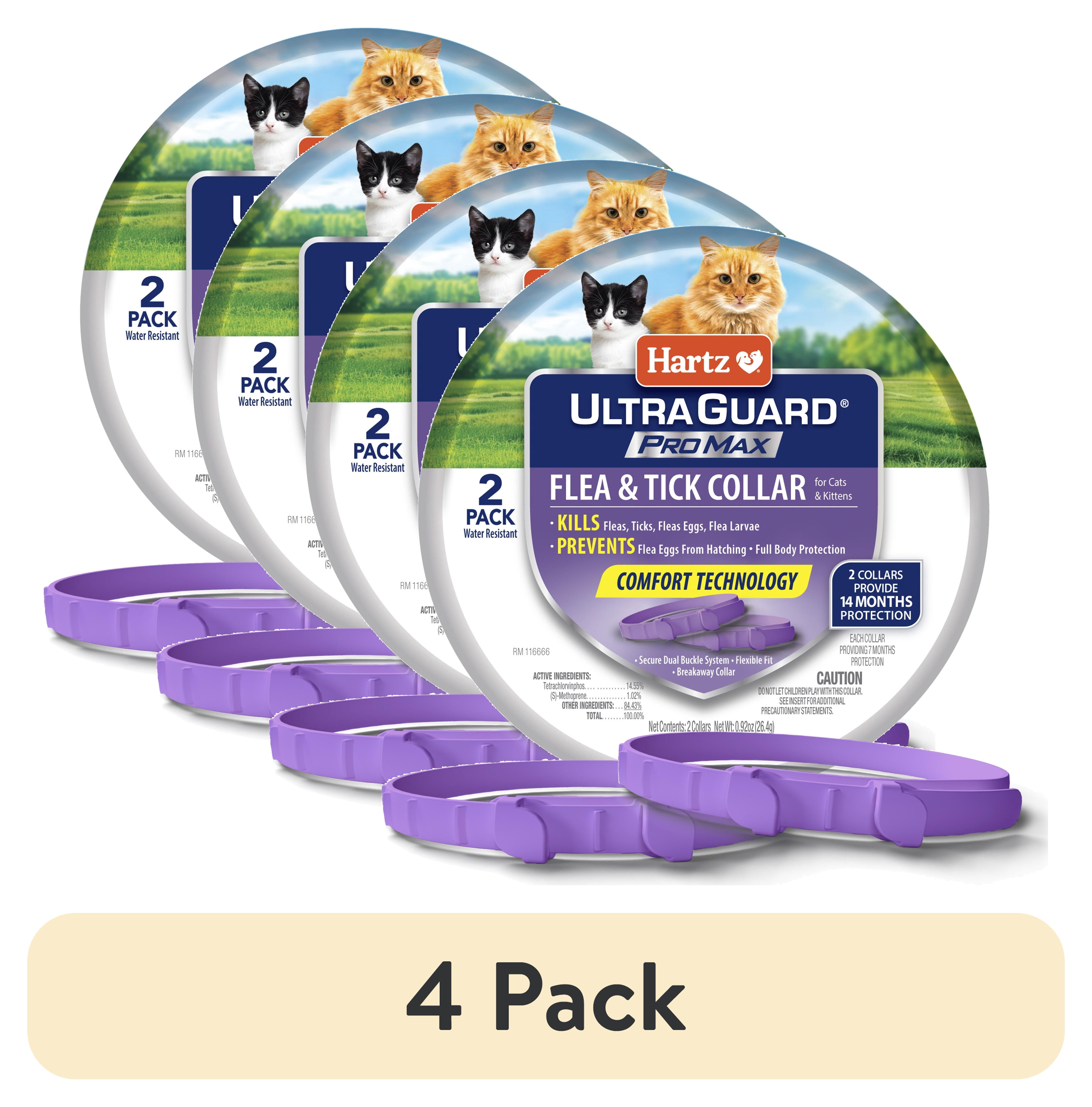 (4 pack) Hartz UltraGuard ProMax Flea & Tick Collar for Cats & Kittens with Comfort Technology, 2 Pack