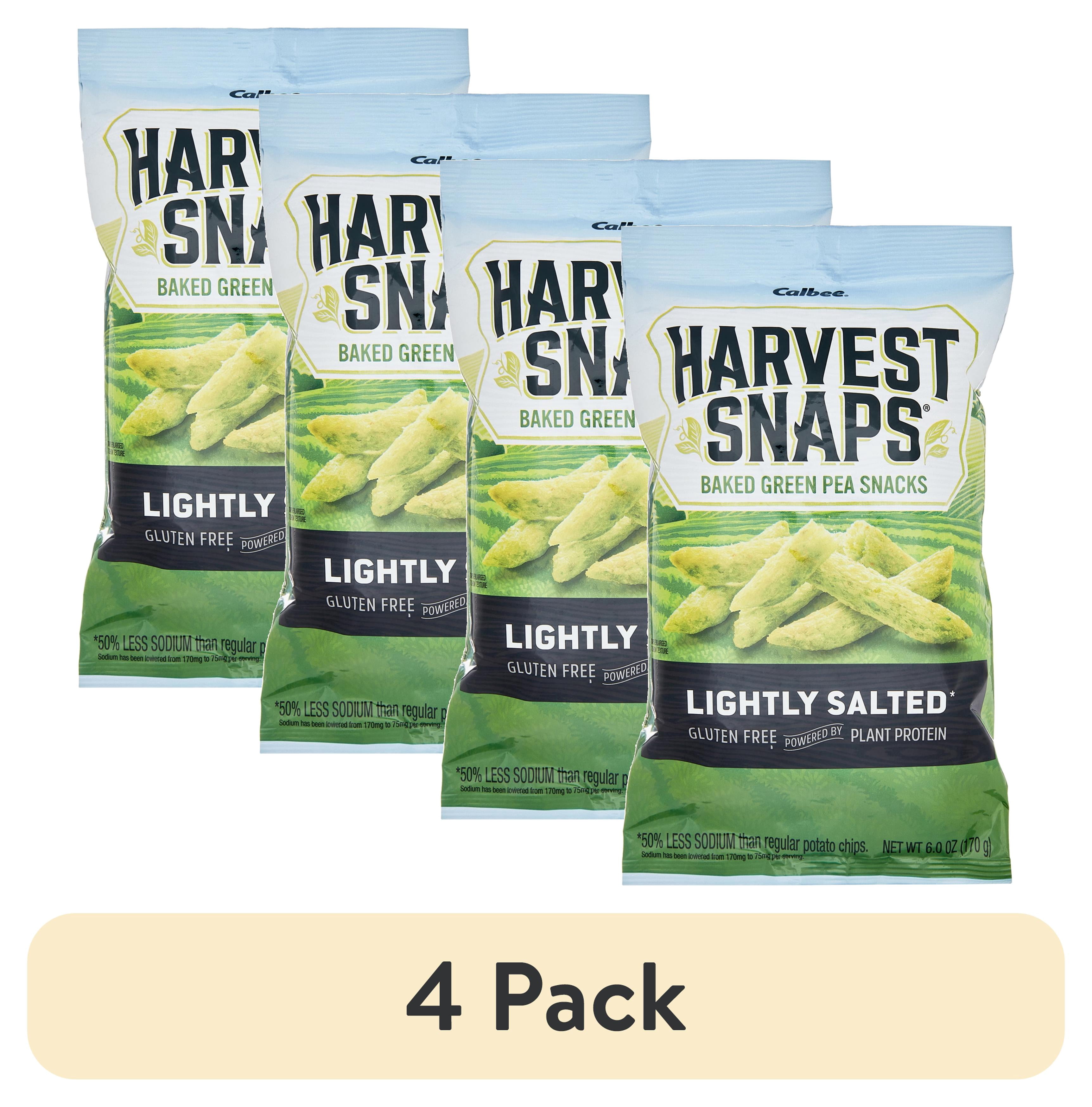 (4 pack) Harvest Snaps Baked Green Pea Snacks, Lightly Salted Gluten Free Veggie Crisps, 6 oz