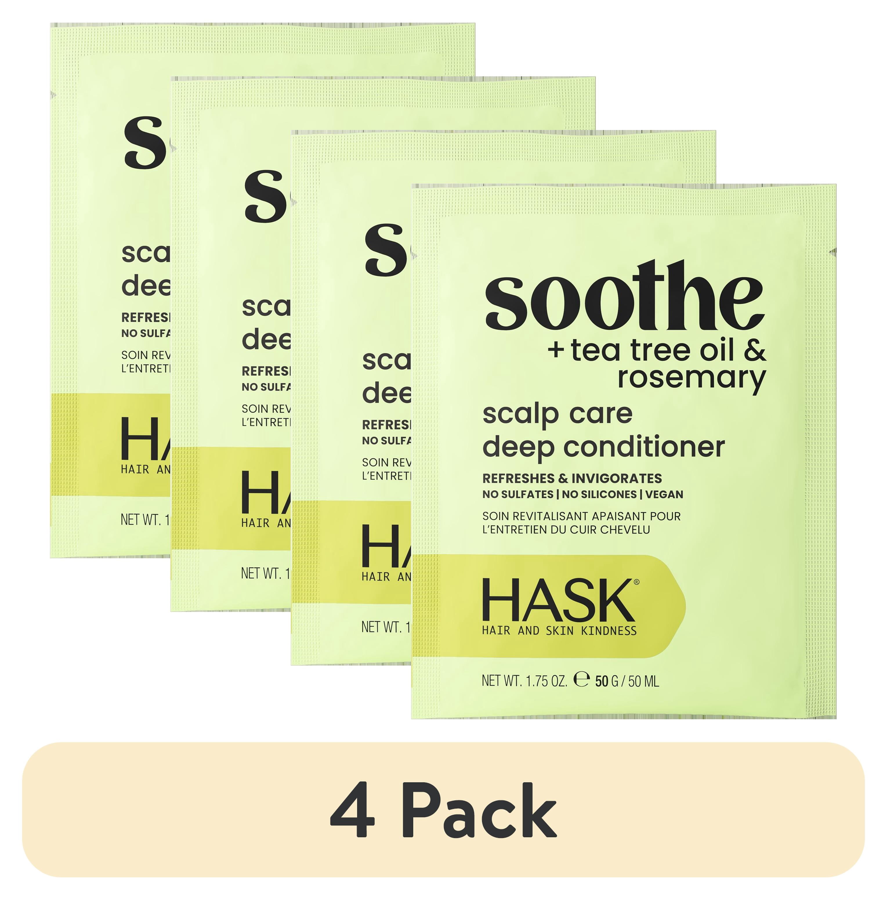 (4 pack) Hask Tea Tree Oil & Rosemary Invigorating Hair & Scalp Treatment Mask, 1.75 oz