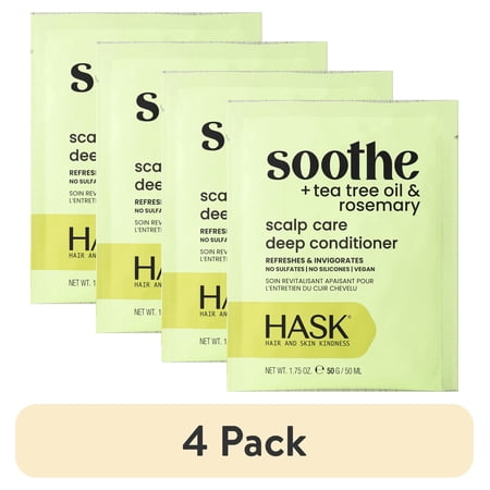 (4 pack) Hask Tea Tree Oil & Rosemary Invigorating Hair & Scalp Treatment Mask, 1.75 oz