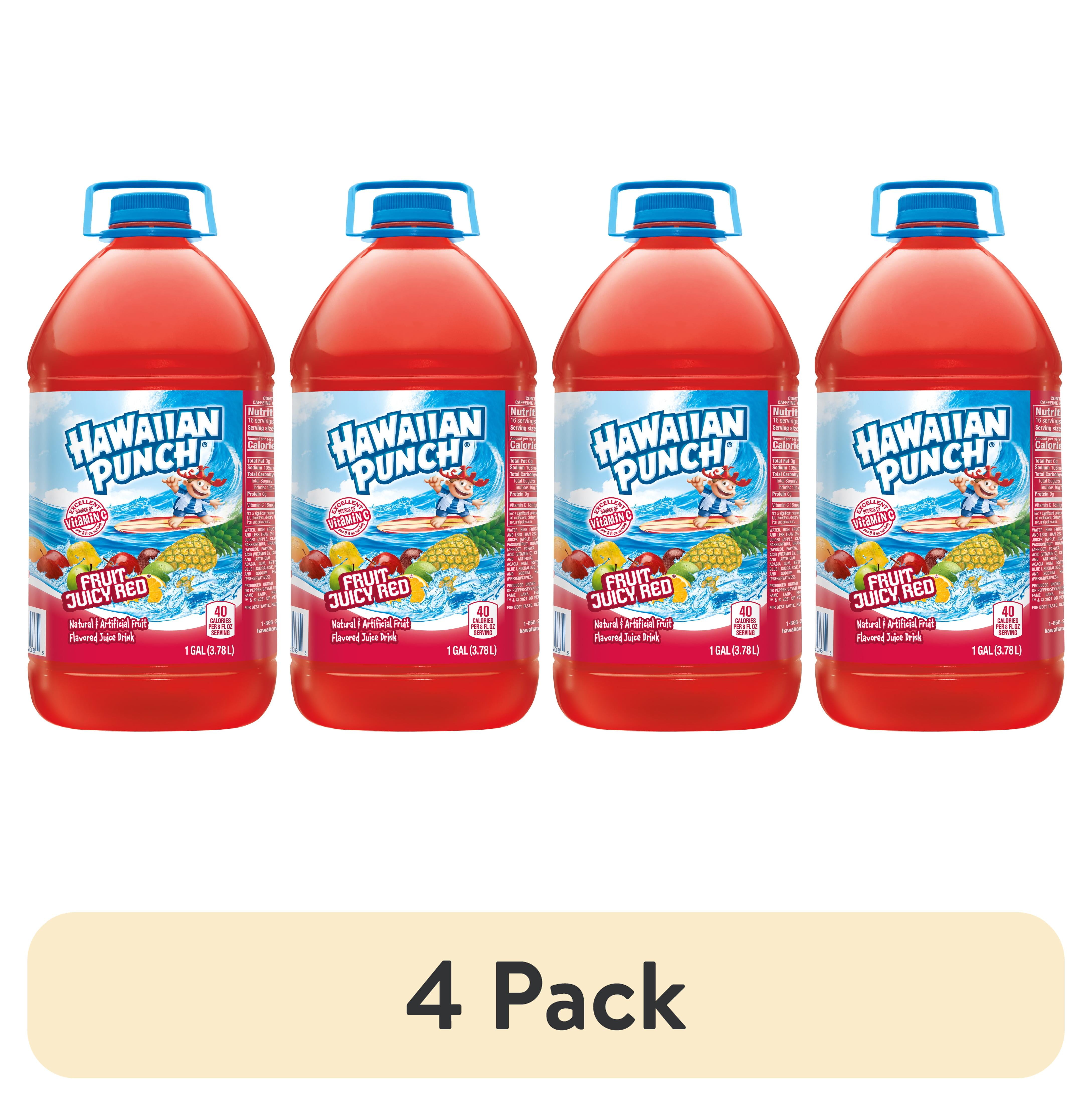 (4 pack) Hawaiian Punch Fruit Juicy Red Juice, 1 Gal, Bottle