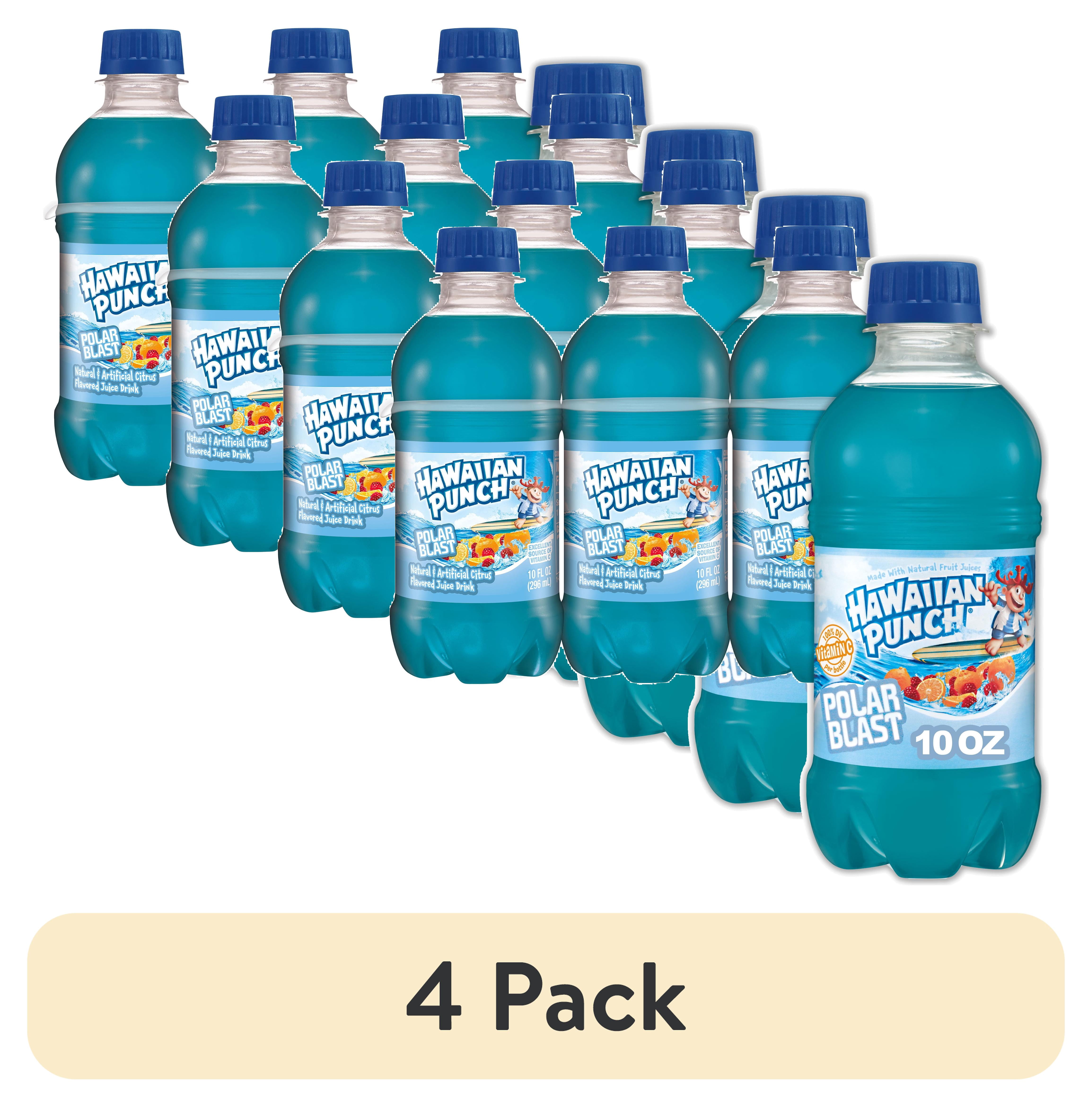 (4 pack) Hawaiian Punch Polar Blast Juice, 10 Fluid Ounce, 6 Count Bottles