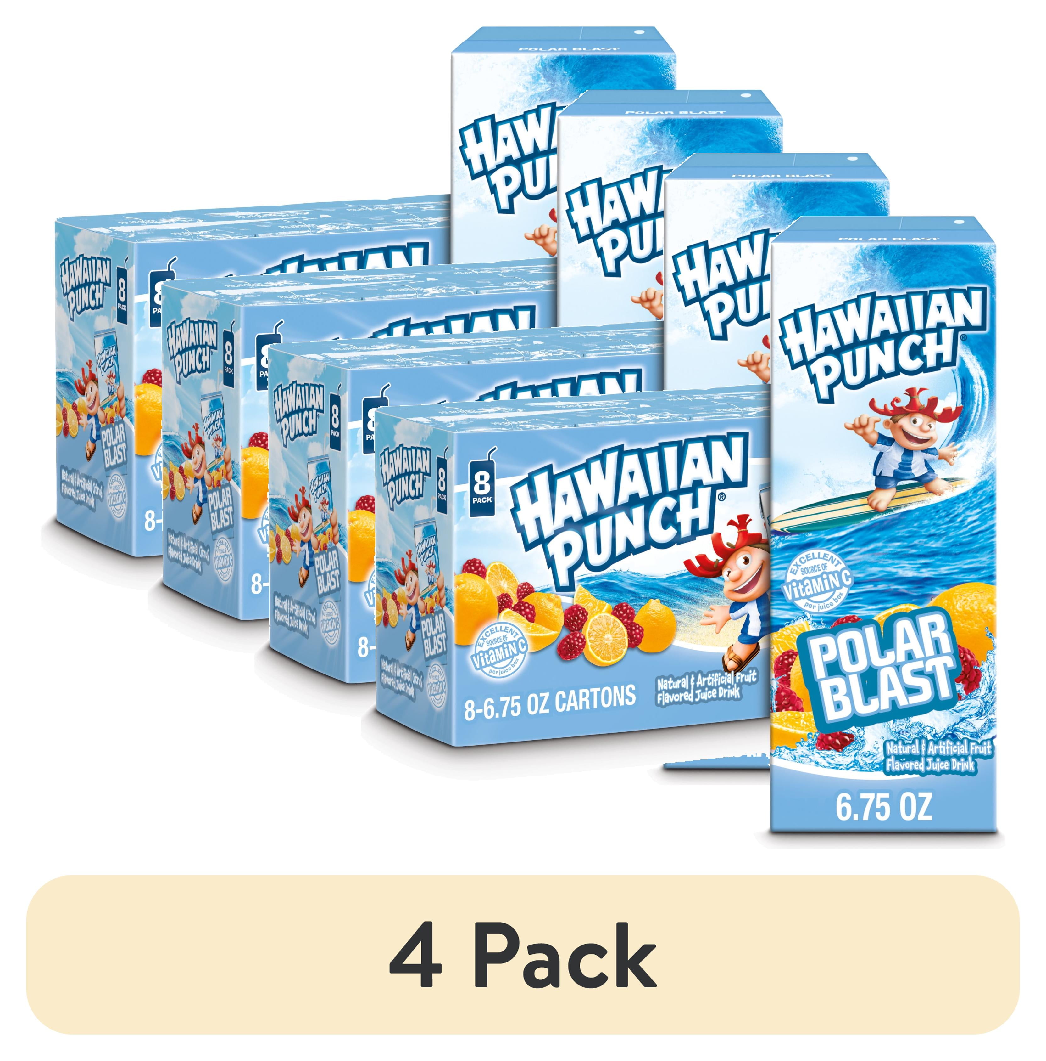 (4 pack) Hawaiian Punch Polar Blast Juice Drink, 6.75 fl oz, 8 Count Boxes