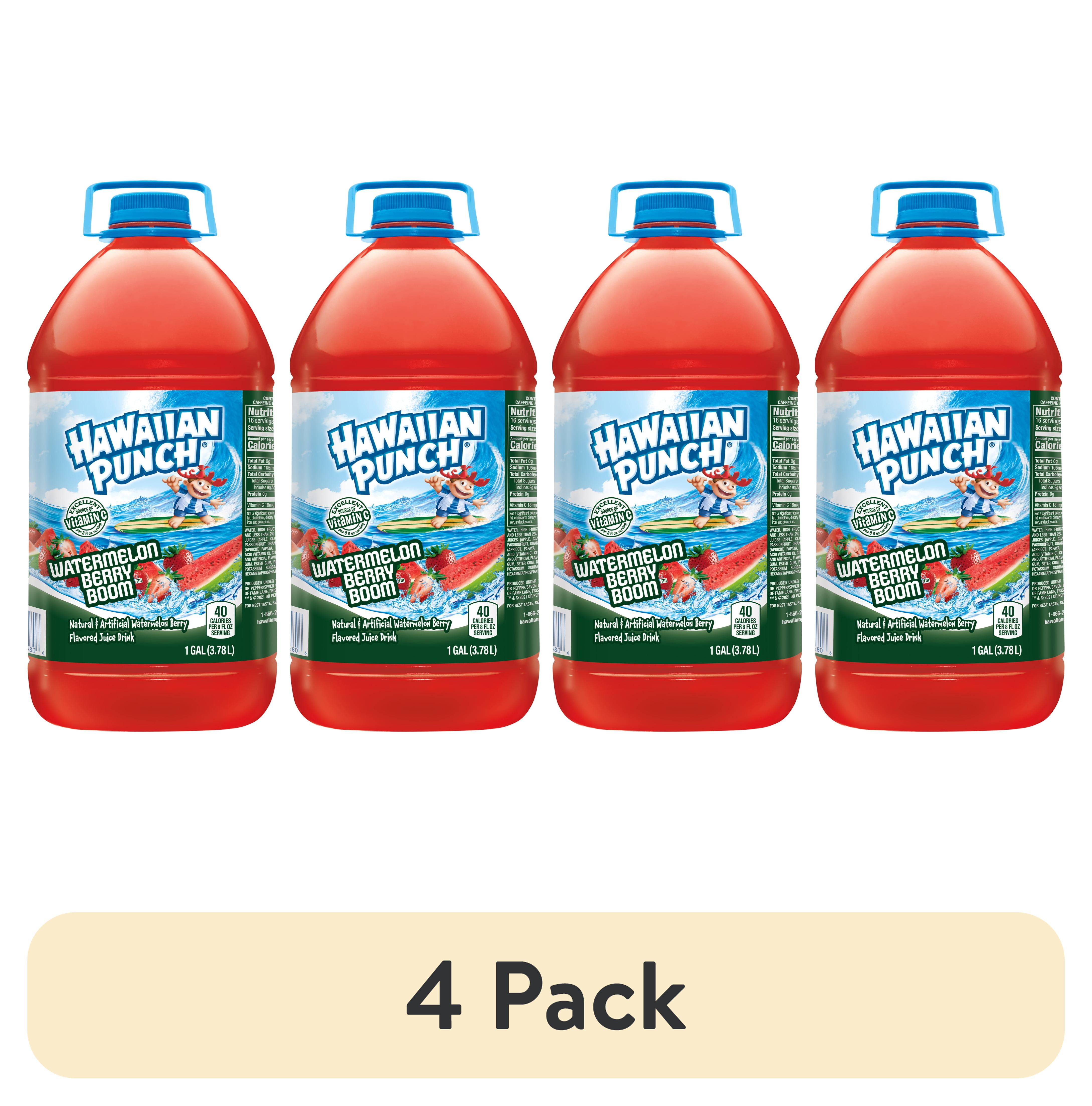 (4 pack) Hawaiian Punch Watermelon Berry Boom Juice, 1 Gal, Bottle