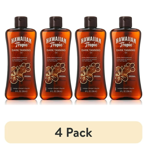 (4 pack) Hawaiian Tropic Dark Tanning Oil Original 8 oz No SPF