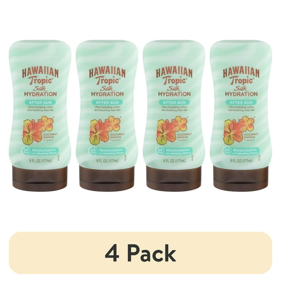 (4 pack) Hawaiian Tropic Silk Hydration After Sun Lotion, Coconut Papaya, 6 Oz