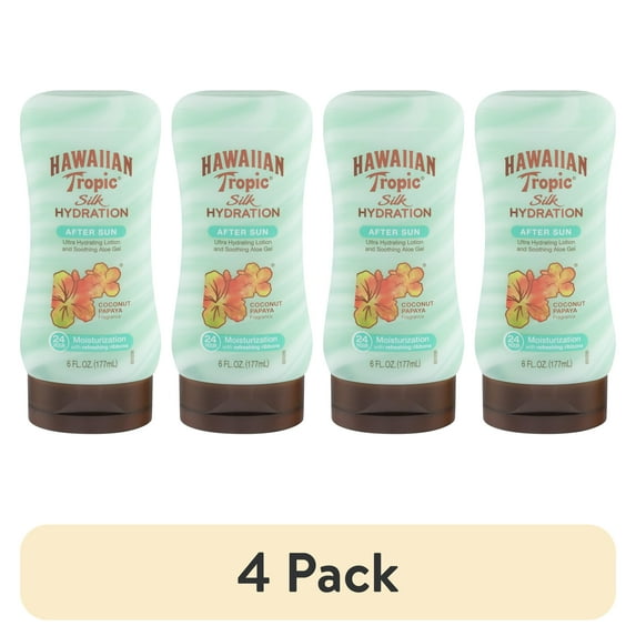 (4 pack) Hawaiian Tropic Silk Hydration After Sun Lotion, Coconut Papaya, 6 Oz