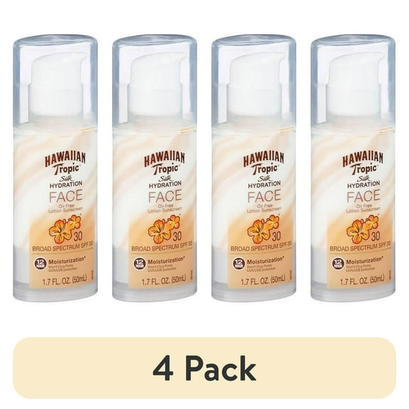 (4 pack) Hawaiian Tropic Silk Hydration Weightless Face Sunscreen SPF 30, 1.7 oz