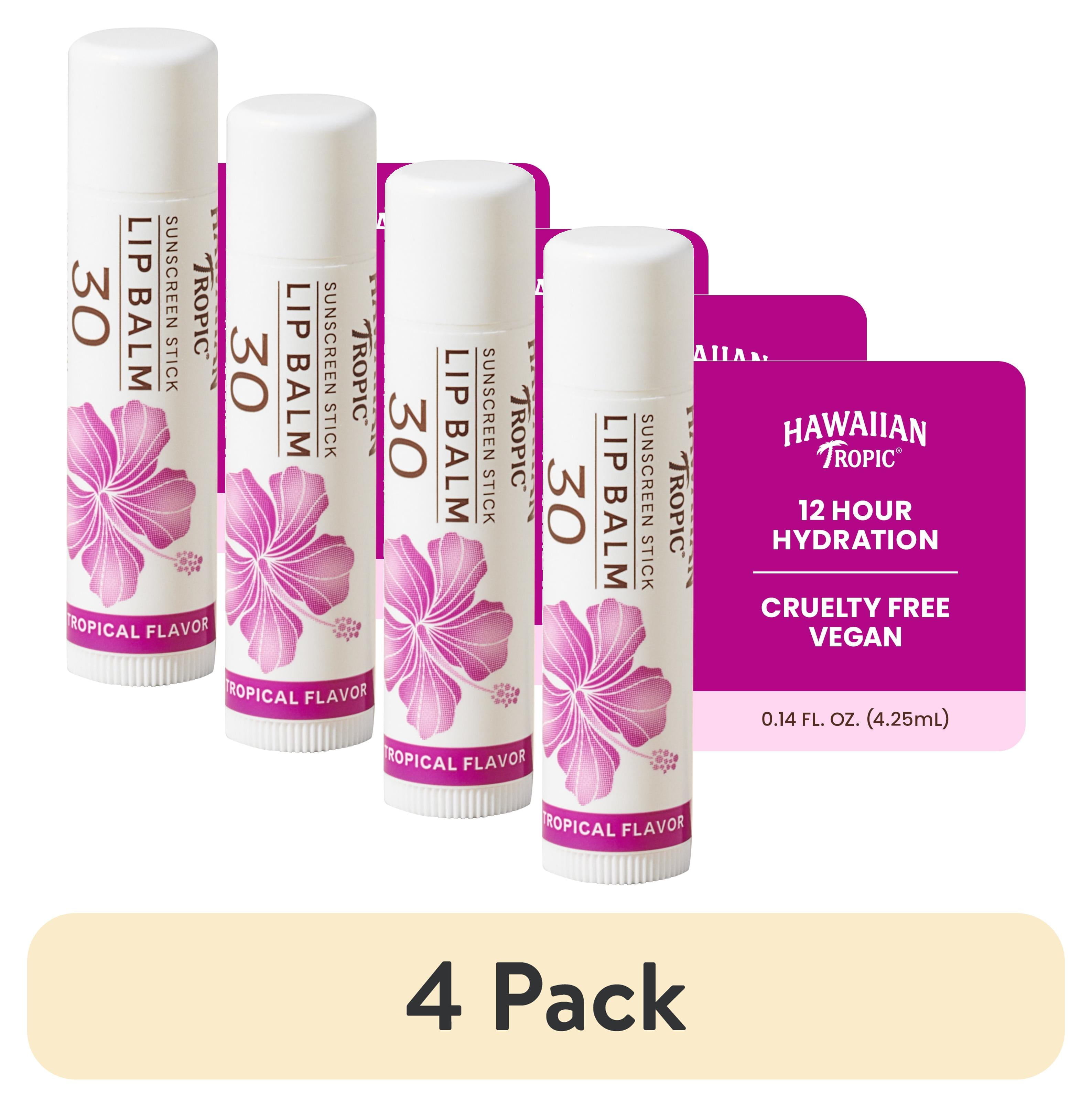 (4 pack) Hawaiian Tropic Tropical Lip Balm SPF 30, 0.14oz