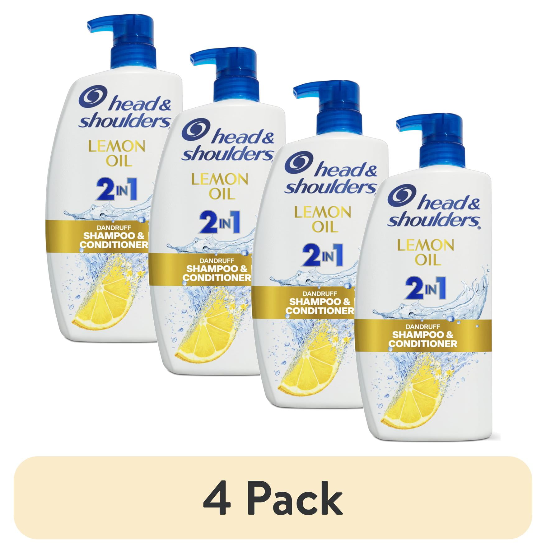 (4 pack) Head and Shoulders 2 in 1 Dandruff Shampoo and Conditioner, Lemon Essential Oil, 12.5 oz