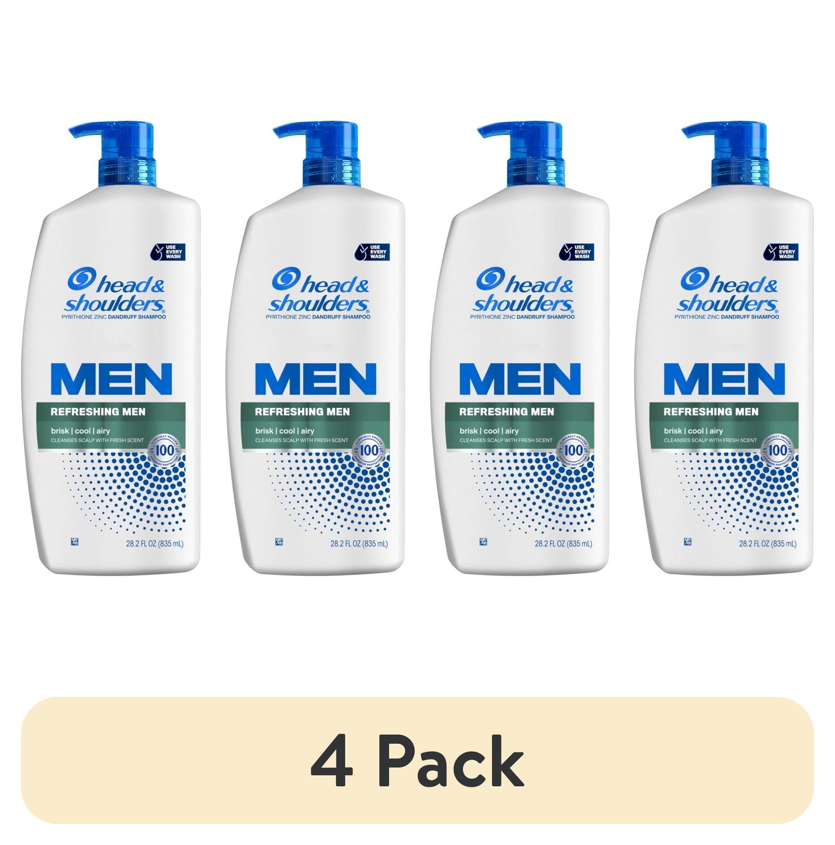 (4 pack) Head and Shoulders Mens Dandruff Shampoo, Refreshing Menthol, 28.2 oz