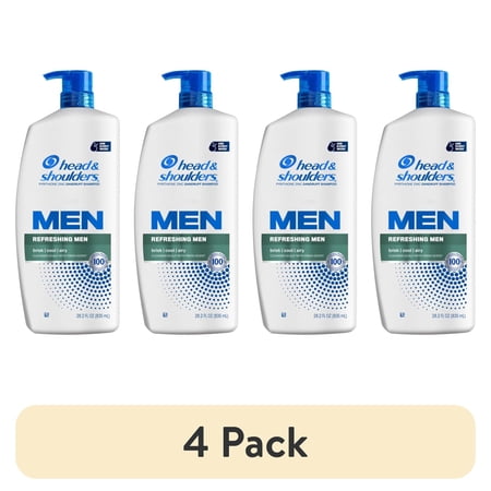 (4 pack) Head and Shoulders Mens Dandruff Shampoo, Refreshing Menthol, 28.2 oz