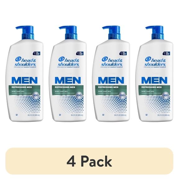 (4 pack) Head and Shoulders Mens Dandruff Shampoo, Refreshing Menthol, 28.2 oz