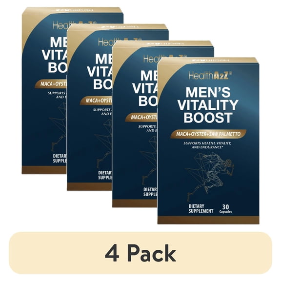(4 pack) HealthA2Z Mens Vitamins and Testosterone Booster with Zinc, Vitality Boost for Prostate Health, 30 Capsules