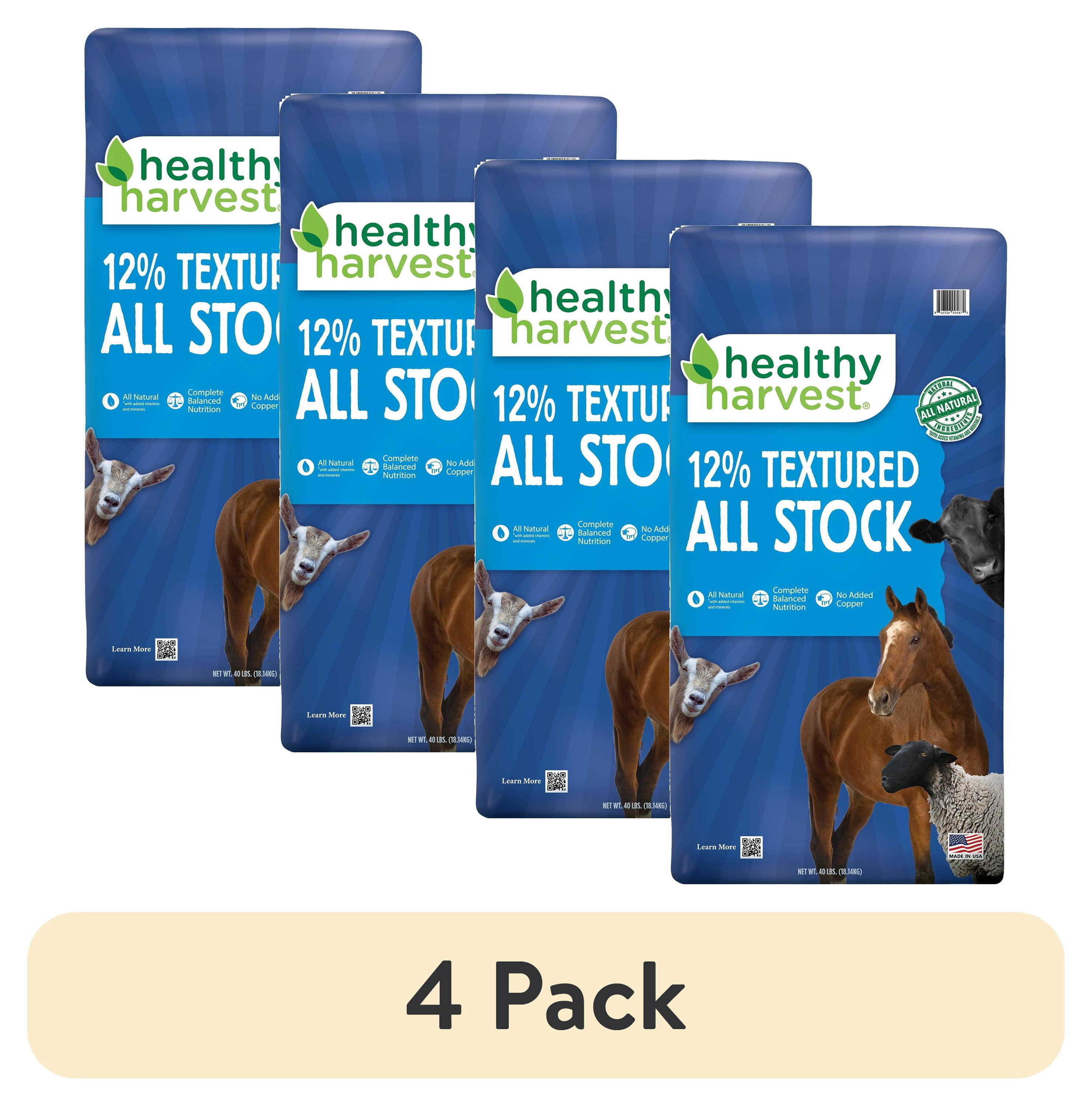 (4 pack) Healthy Harvest 12% Textured All Stock Feed for Multiple Livestock Species, 40 lb Bag