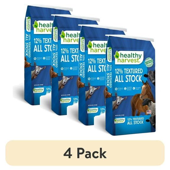 (4 pack) Healthy Harvest 12% Textured All Stock Feed for Multiple Species of Livestock, 40 lb Bag