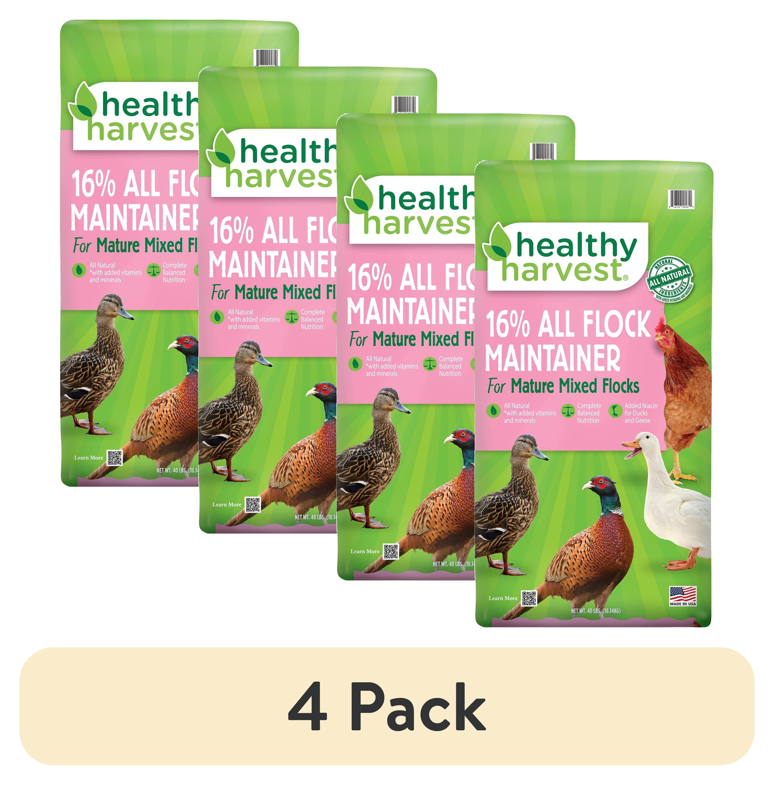 (4 pack) Healthy Harvest 16% All Natural Flock Maintainer Pellets for Feeding Mixed Flocks of Poultry, 40 lb bag