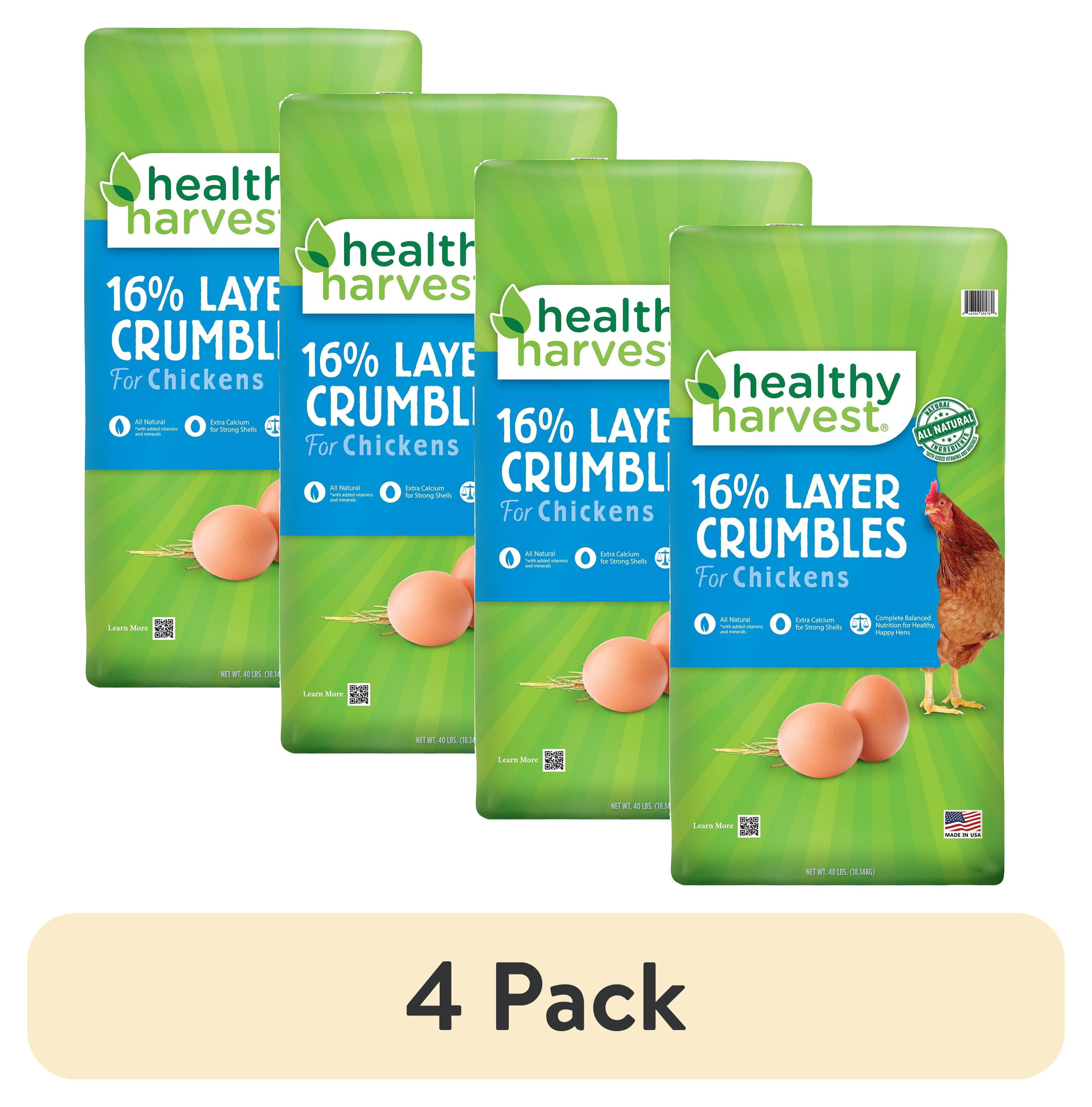 (4 pack) Healthy Harvest 16% Layer Crumbles Feed for Egg Laying Chickens, 40 lb Bag