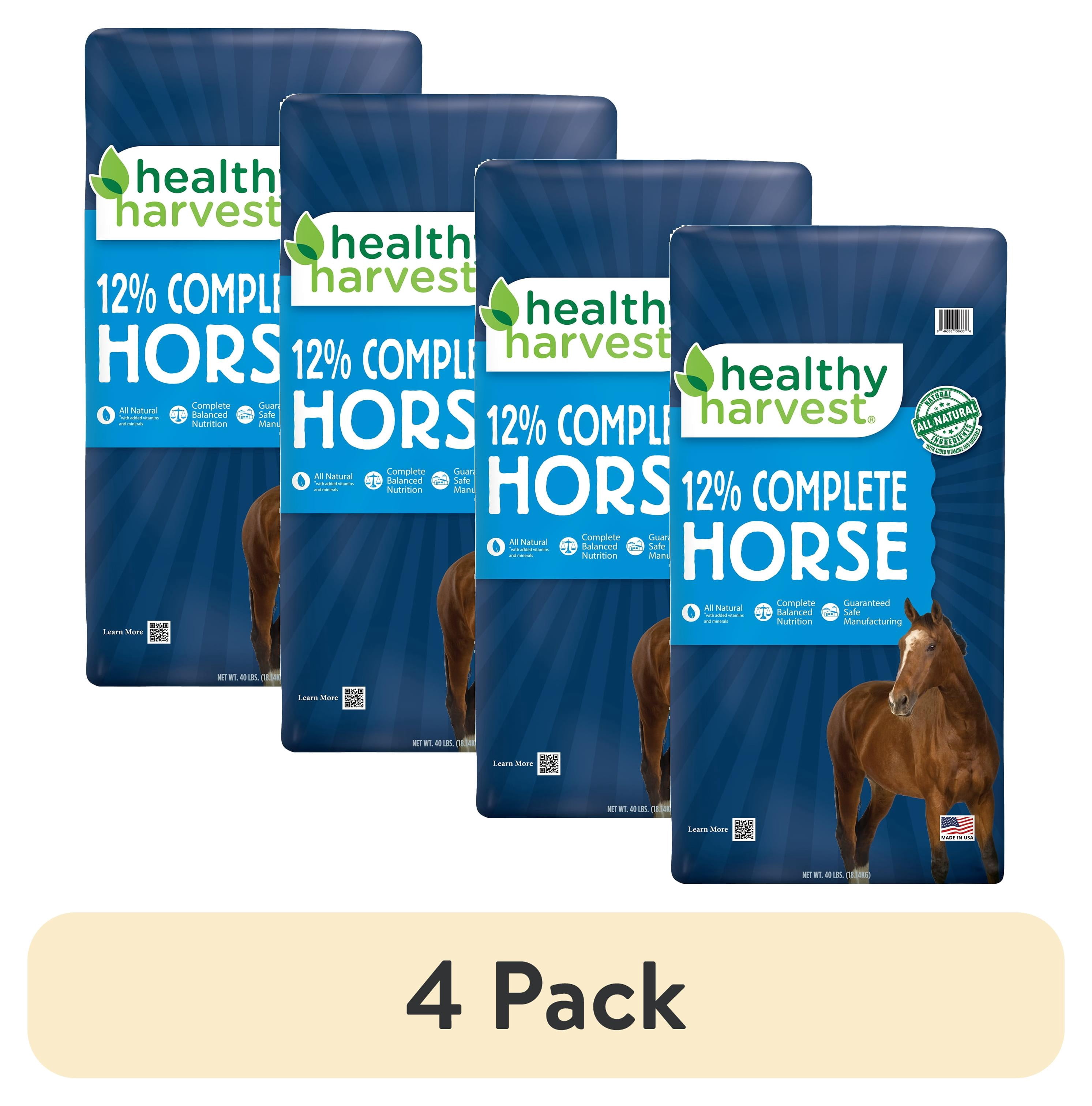 (4 pack) Healthy Harvest All Natural 12% Complete Horse Feed Pellets for Mature Horses, 40 lb Bag