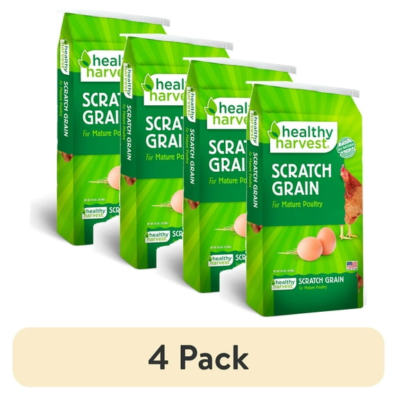 (4 pack) Healthy Harvest Scratch Grain Treat for Chickens, 40 lb Bag